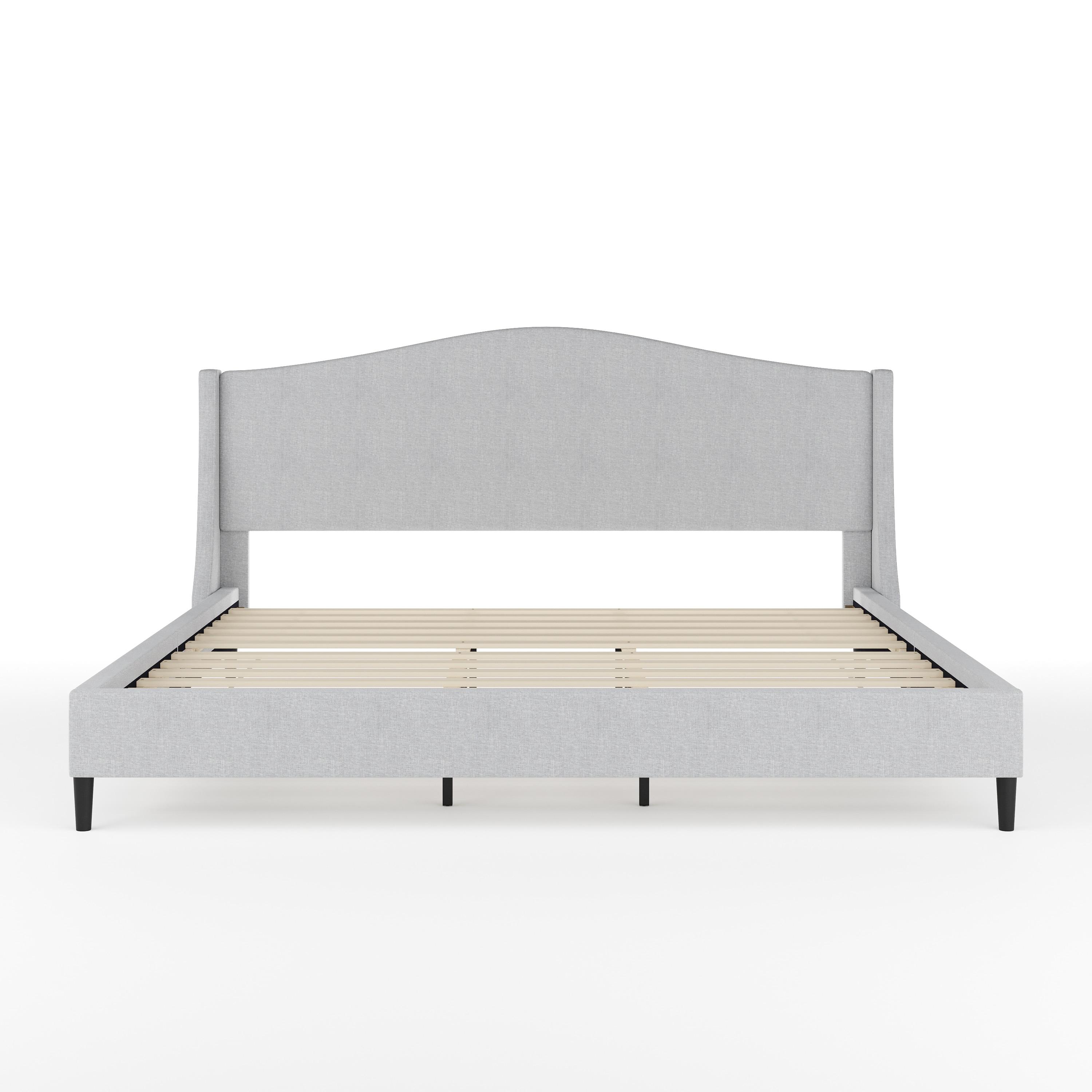 Martha Stewart Amelia Upholstered Platform Bed With Curved Headboard