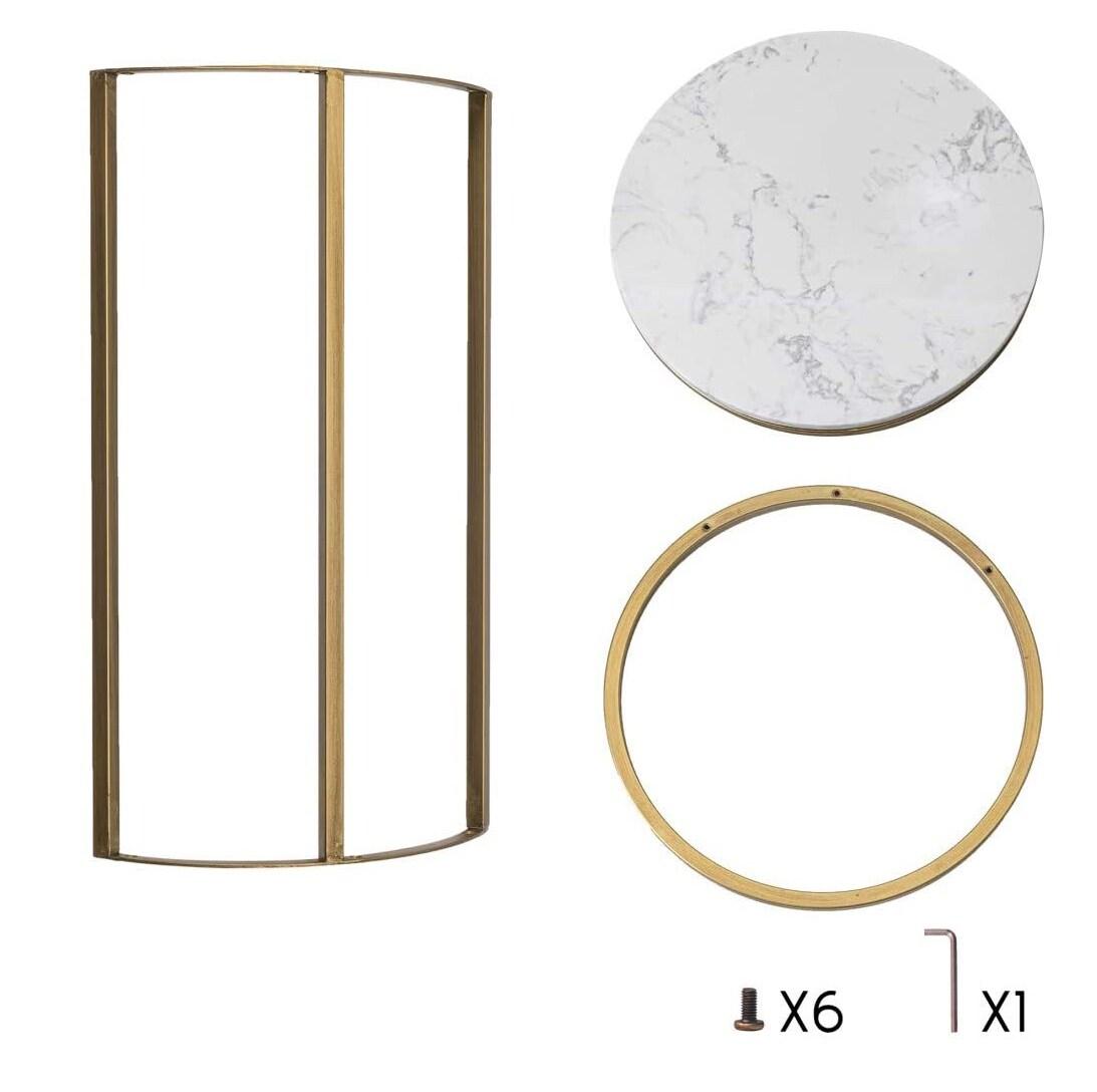 Modern 16 in Gold C-Top Faux Marble Side Table