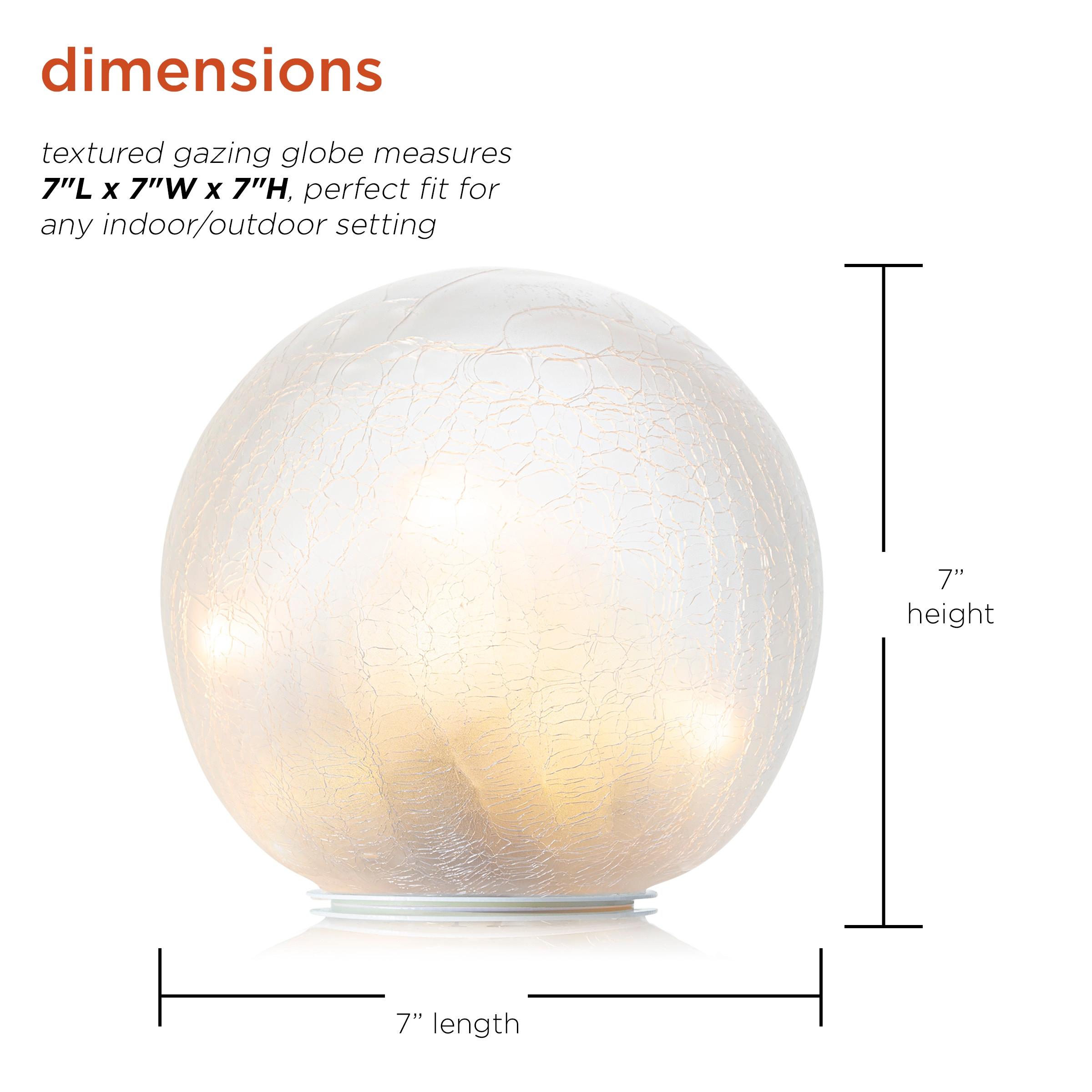 Alpine Corporation 7" Textured Glass Light-Up Gazing Globe, White