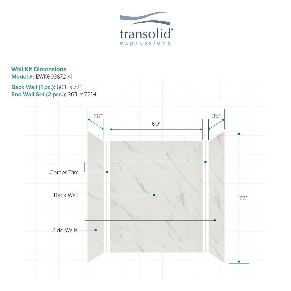Transolid Expressions 60'' W 36'' D 72'' H Glue Up Solid Surface Wall
