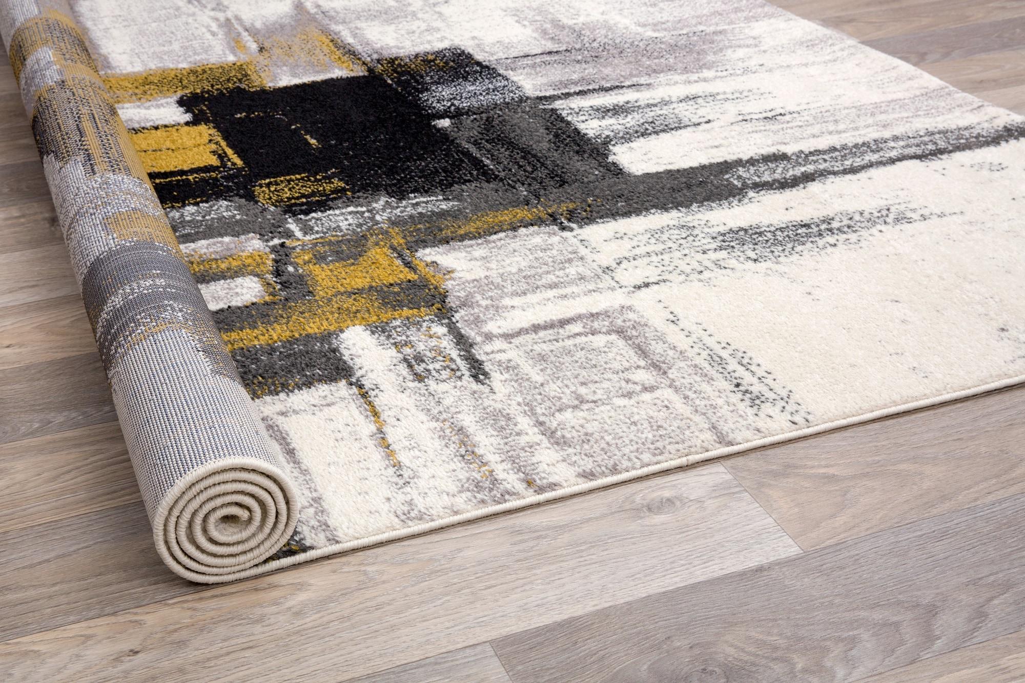 World Rug Gallery Contemporary Modern Abstract Gold 2' x 3' Area Rug