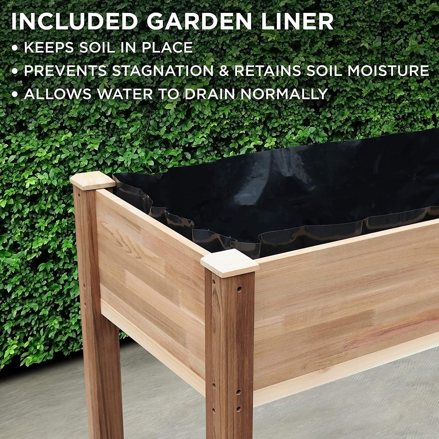 Jumbl Cedar Wood Raised Garden Bed & Herb Planter Box, 34" x 18" x 30"