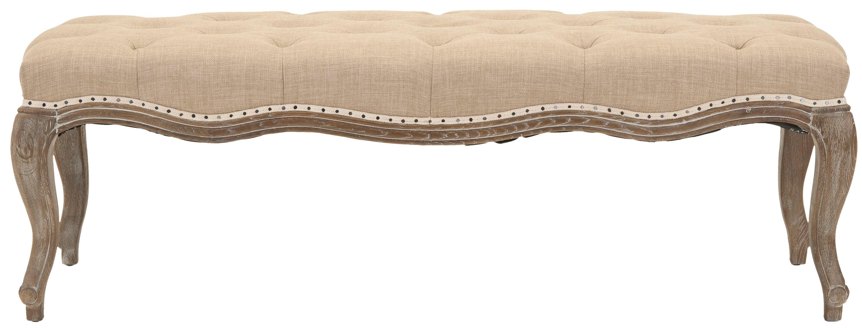 Ramsey Bench With Flat Black Nail Heads - Wheat/Natural Cream - Safavieh
