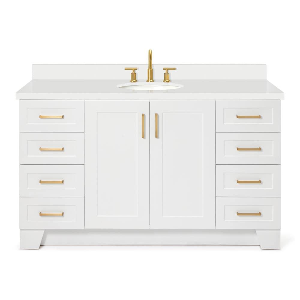 White Freestanding Single Bathroom Vanity with Quartz Top