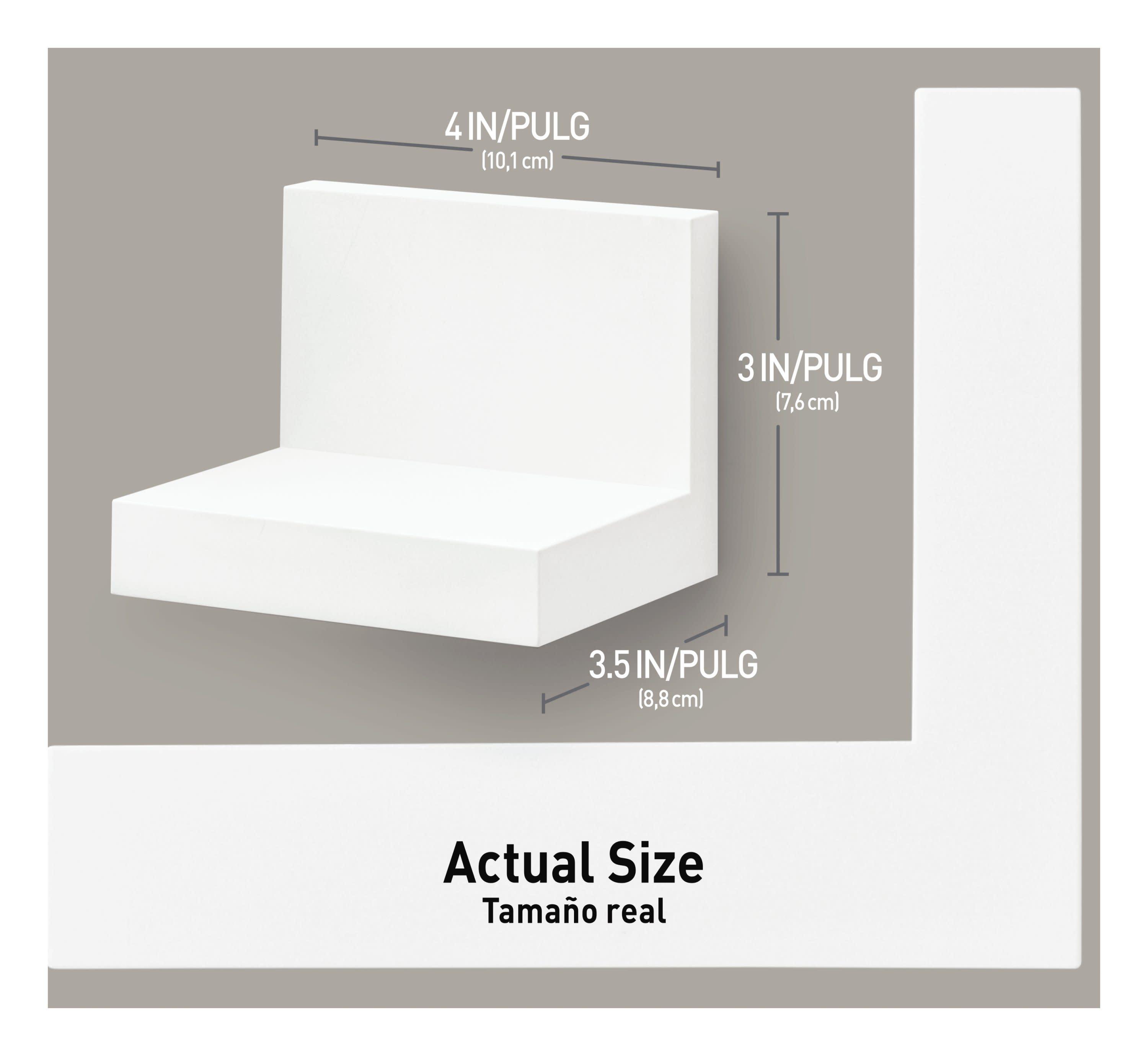 Command Display Ledges White: Floating Wall Shelf Set, 2 Picture Ledges, Off-White, Plastic, No Tools Needed