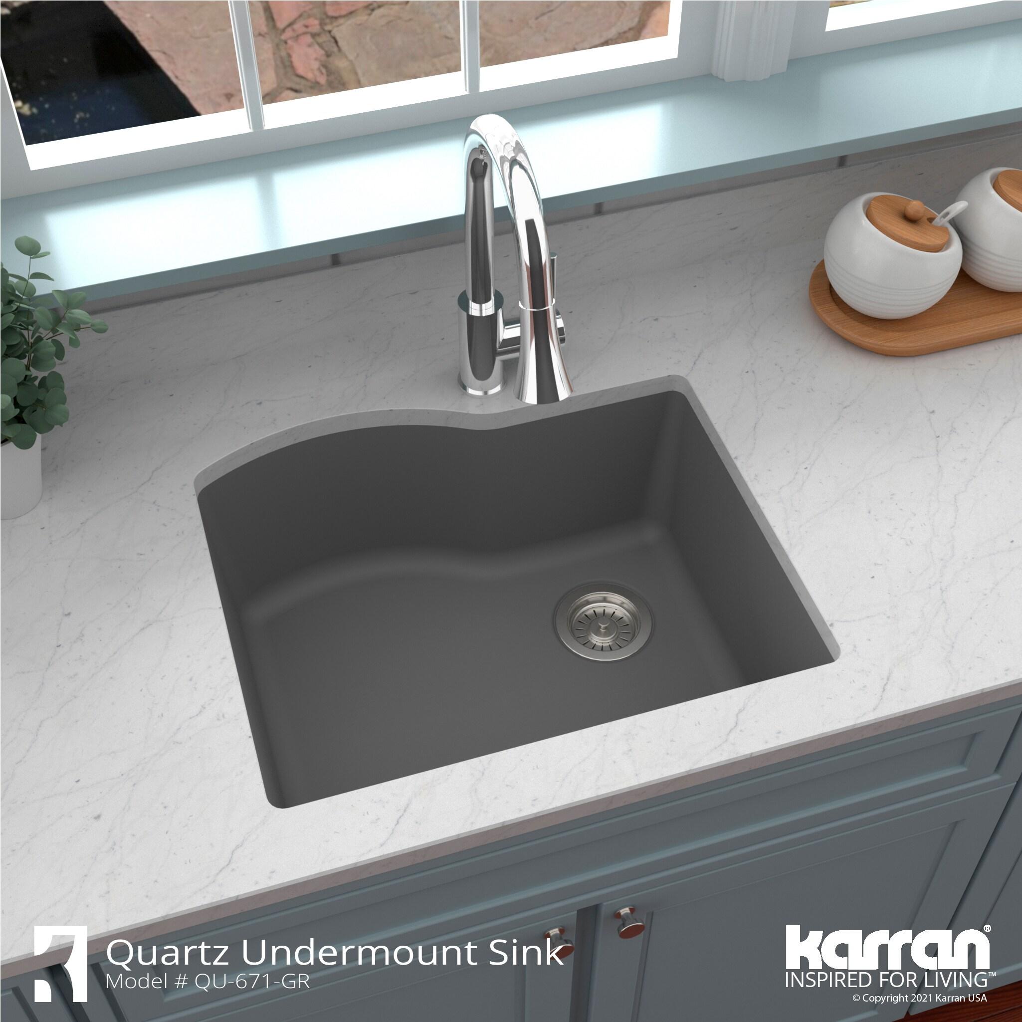 Karran Undermount Quartz Composite 24'' X 20-3/4'' Single Bowl Kitchen Sink