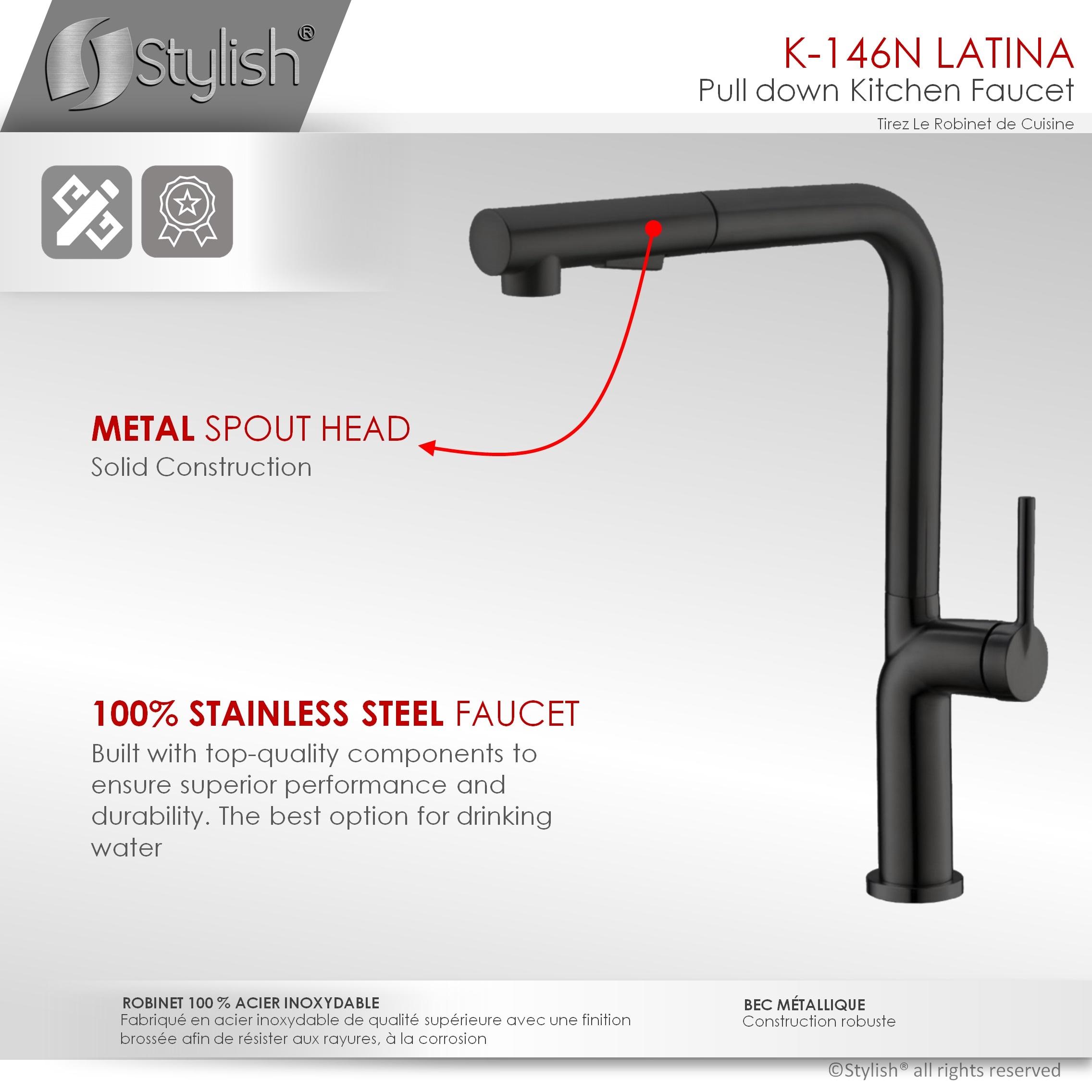 Modern Faucet Stylish Latina One-Handle Pull Down Kitchen Faucet