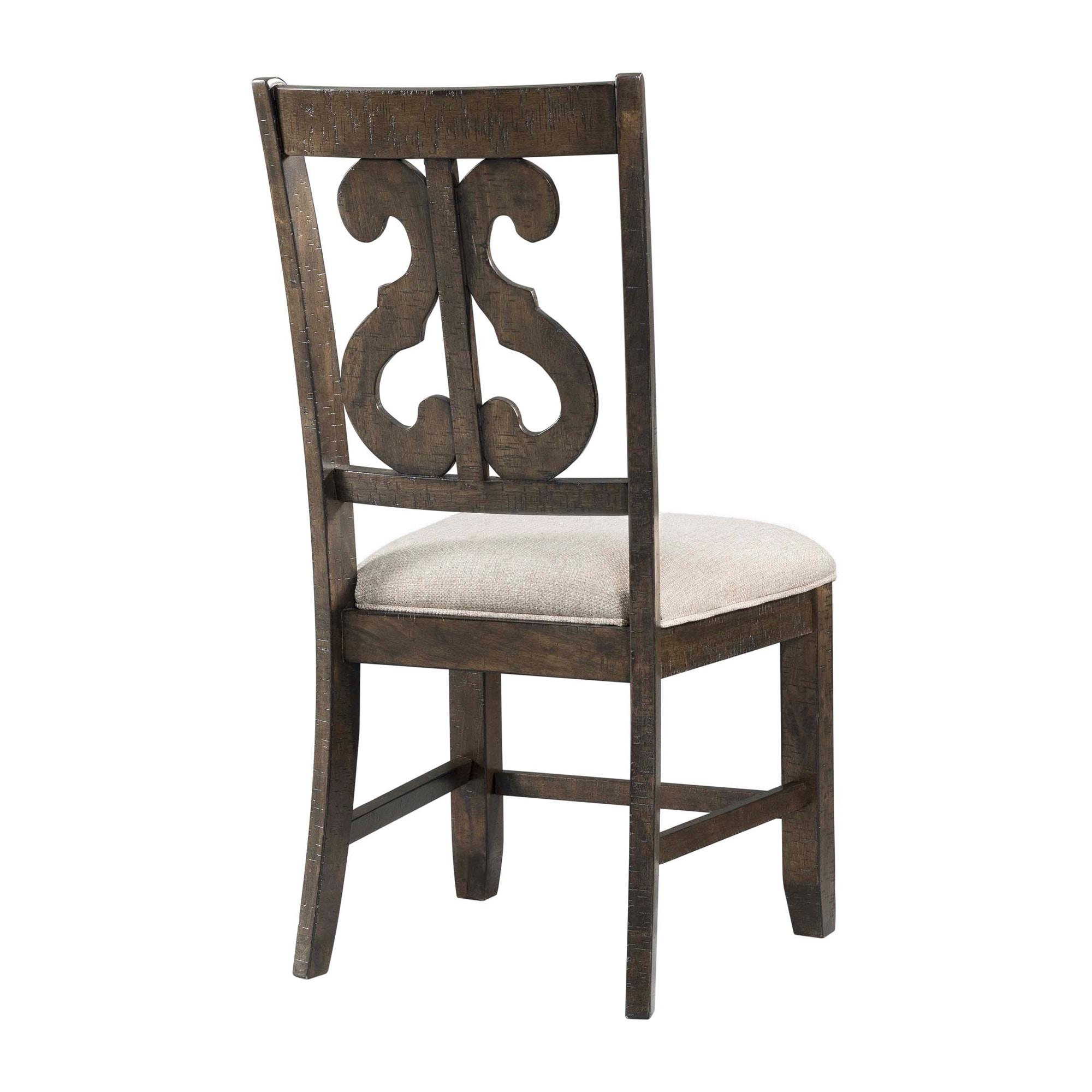 Stanford Wooden Swirl Back Chair Brown - Picket House Furnishings: Mid-Century Modern, Upholstered Seat