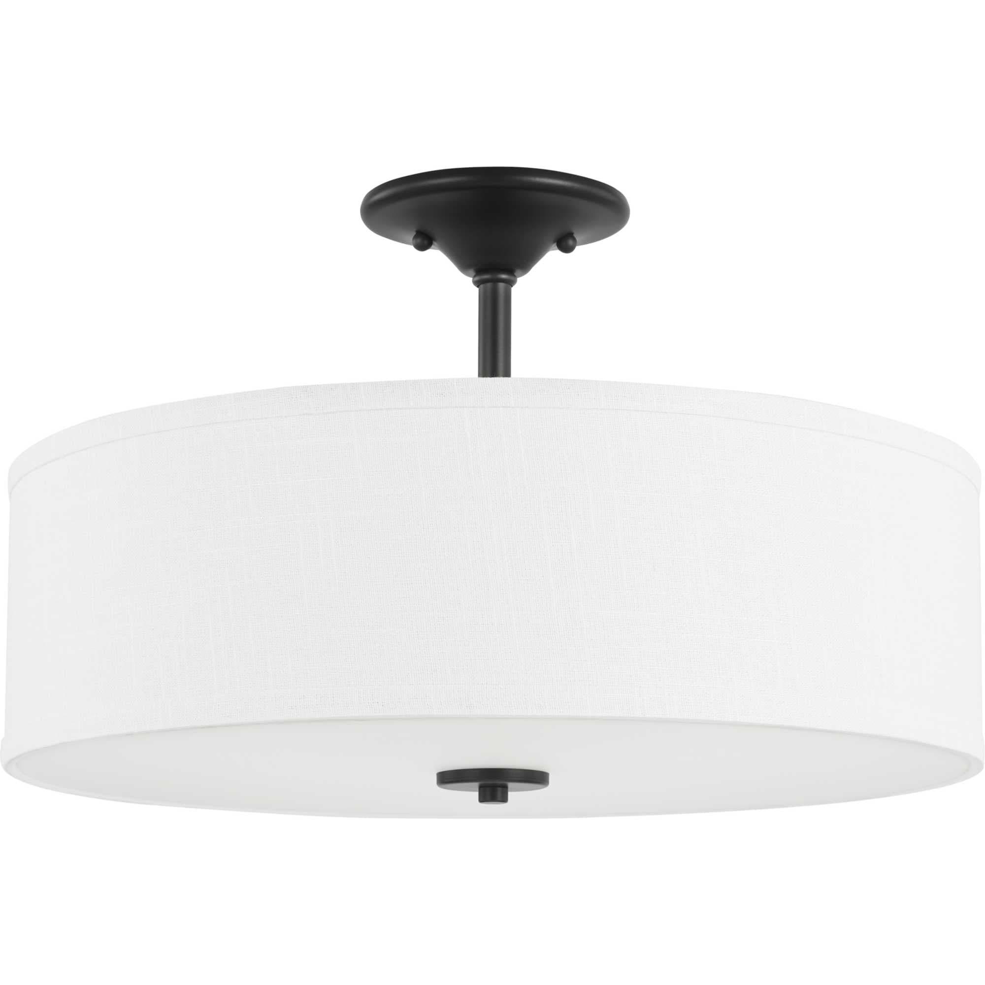Progress Lighting, Inspire Collection, 3-Light Semi-Flush Mount, Graphite, Summer Linen Shade