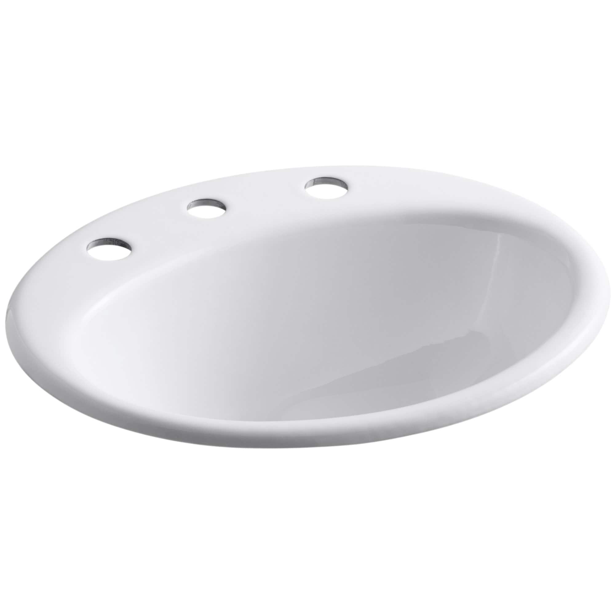 Farmington White Cast Iron Oval Drop-In Bathroom Sink