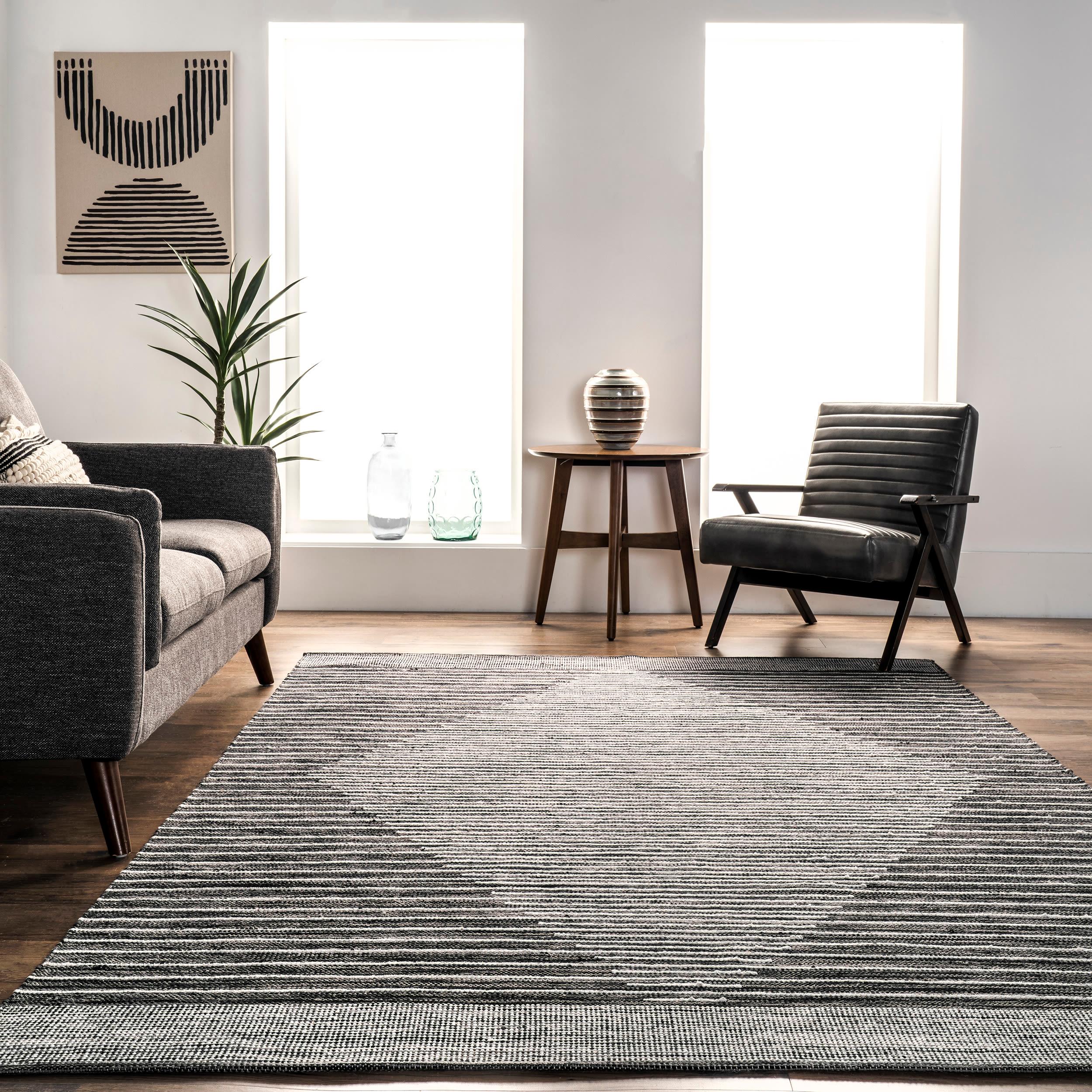 nuLOOM Missy Handmade Cotton Contemporary Diamond Flatweave Area Rug, 5' x 8', Grey