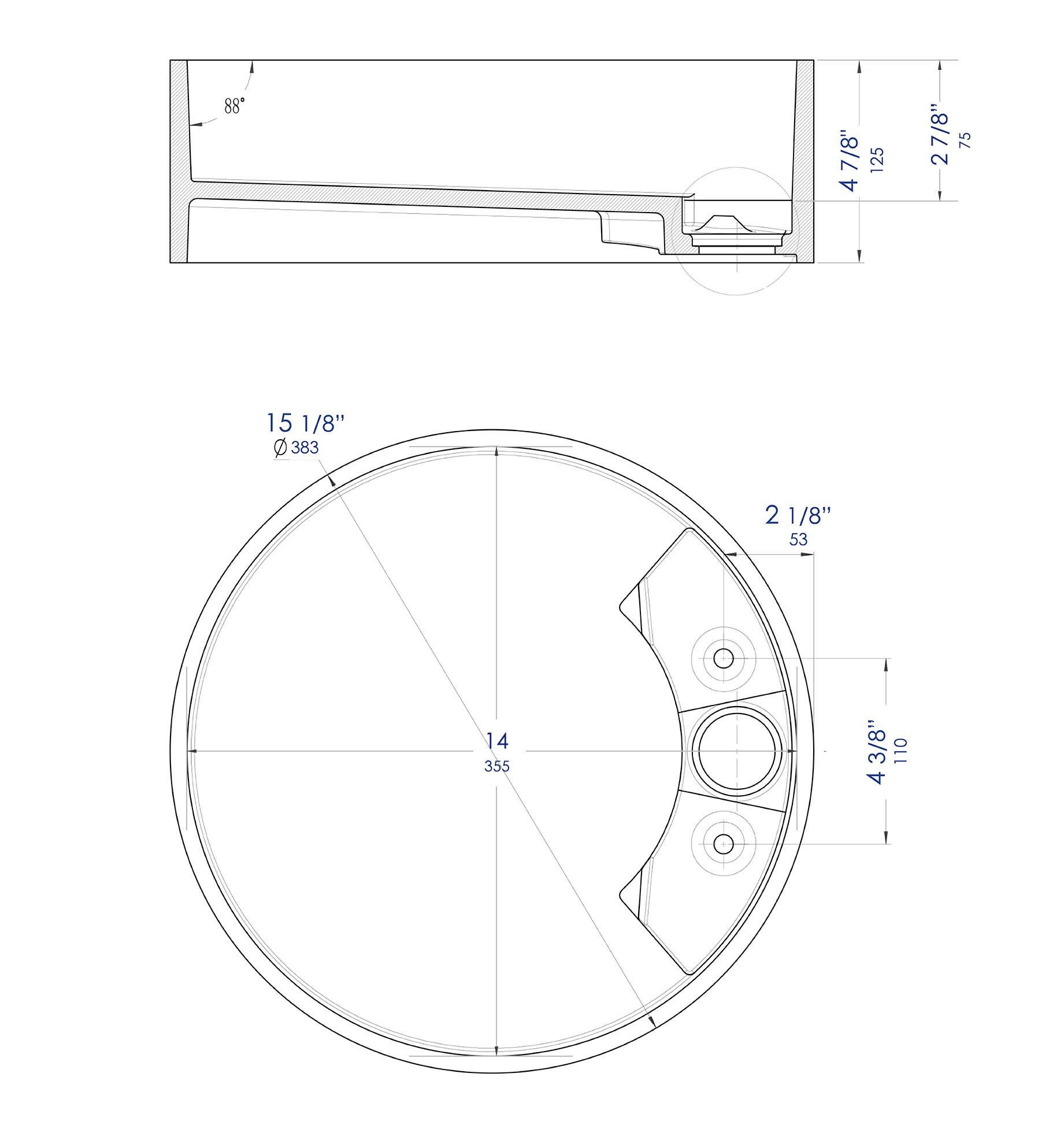 Alfi Brand 15.13'' Black/White Resin Circular Bathroom Sink