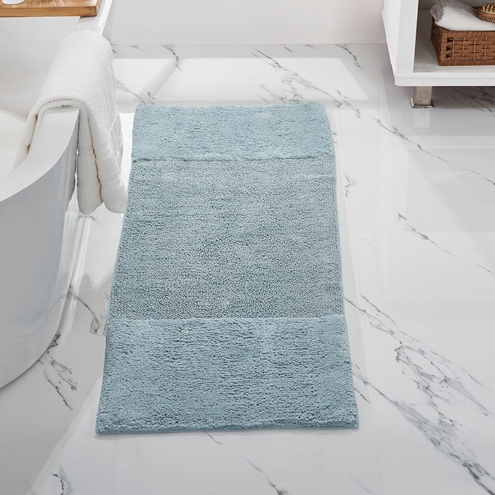 Better Trends Granada 100% Cotton Tufted Non-Slip Backing Bath Rug Set 3 PC (17" x 24" | 24" x 40" | 20" x 20") - Blue