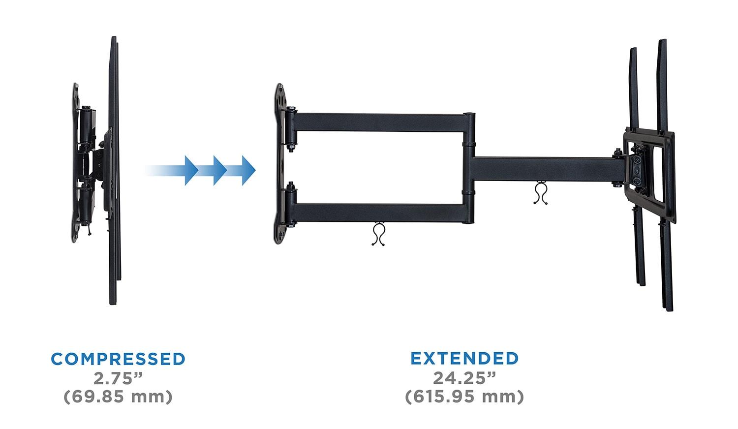 Mount-It! Full Motion TV Wall Mount | Long Arm TV Mount with 24 Inch Extension | Fits 32 to 55 Inch TVs with Up to VESA 400 x 400, 77 Lbs. Capacity