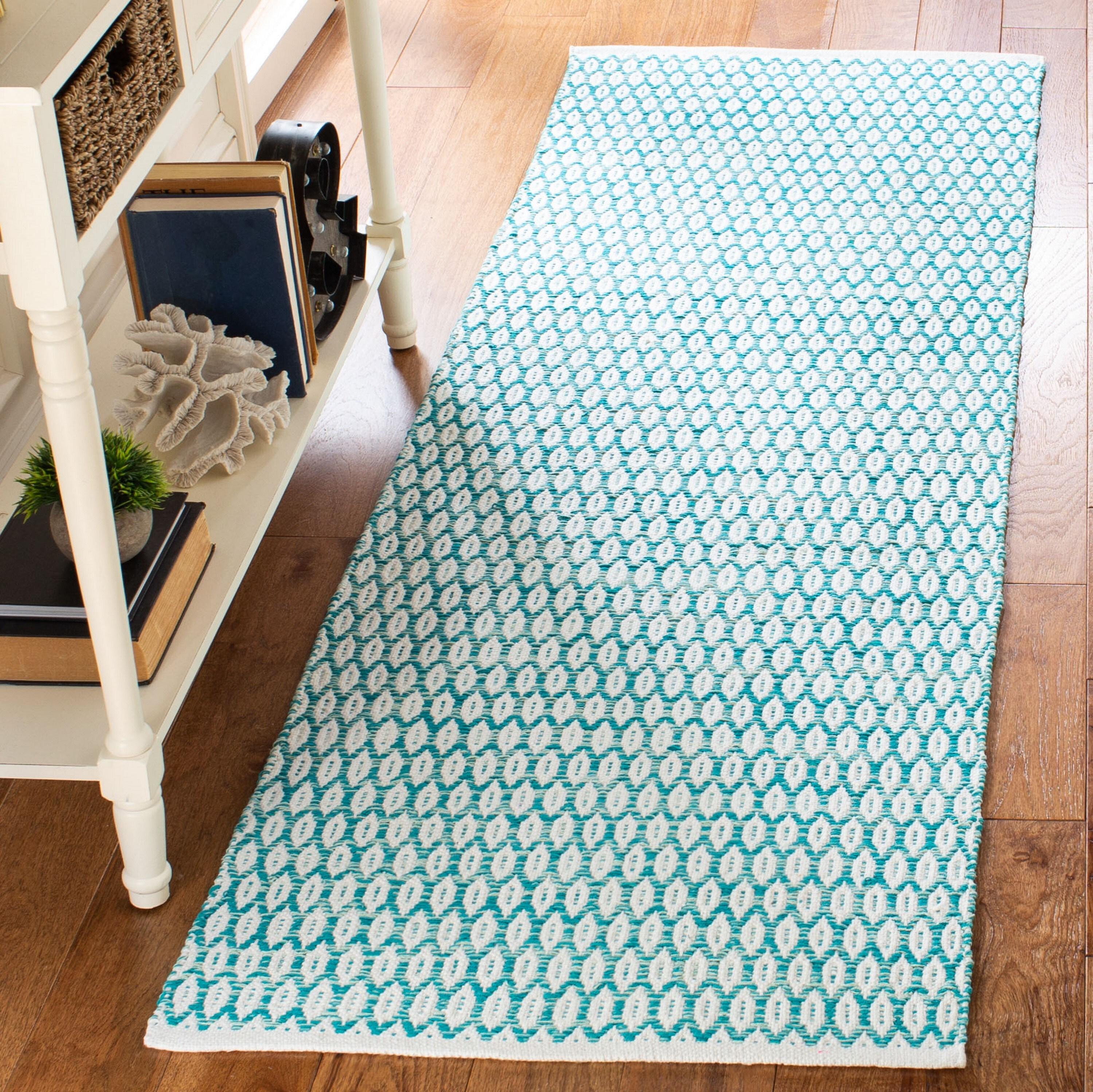 Montauk MTK608 Hand Woven Indoor Runner Rug - Aqua/Ivory - 2'3"x7' - Safavieh