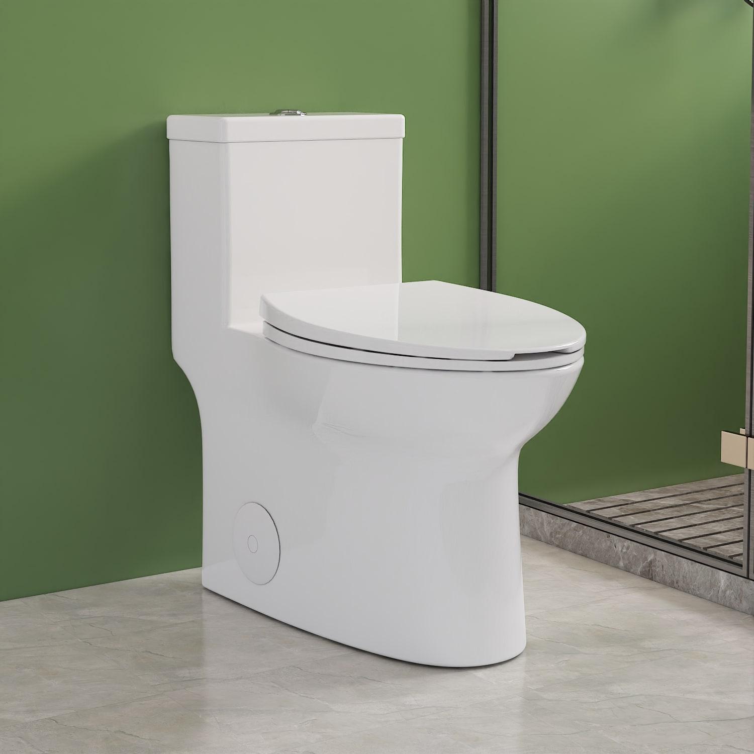 DeerValley Symmetry Dual Flush Elongated One-Piece Toilet Standard Toilet with Comfort Seat Height