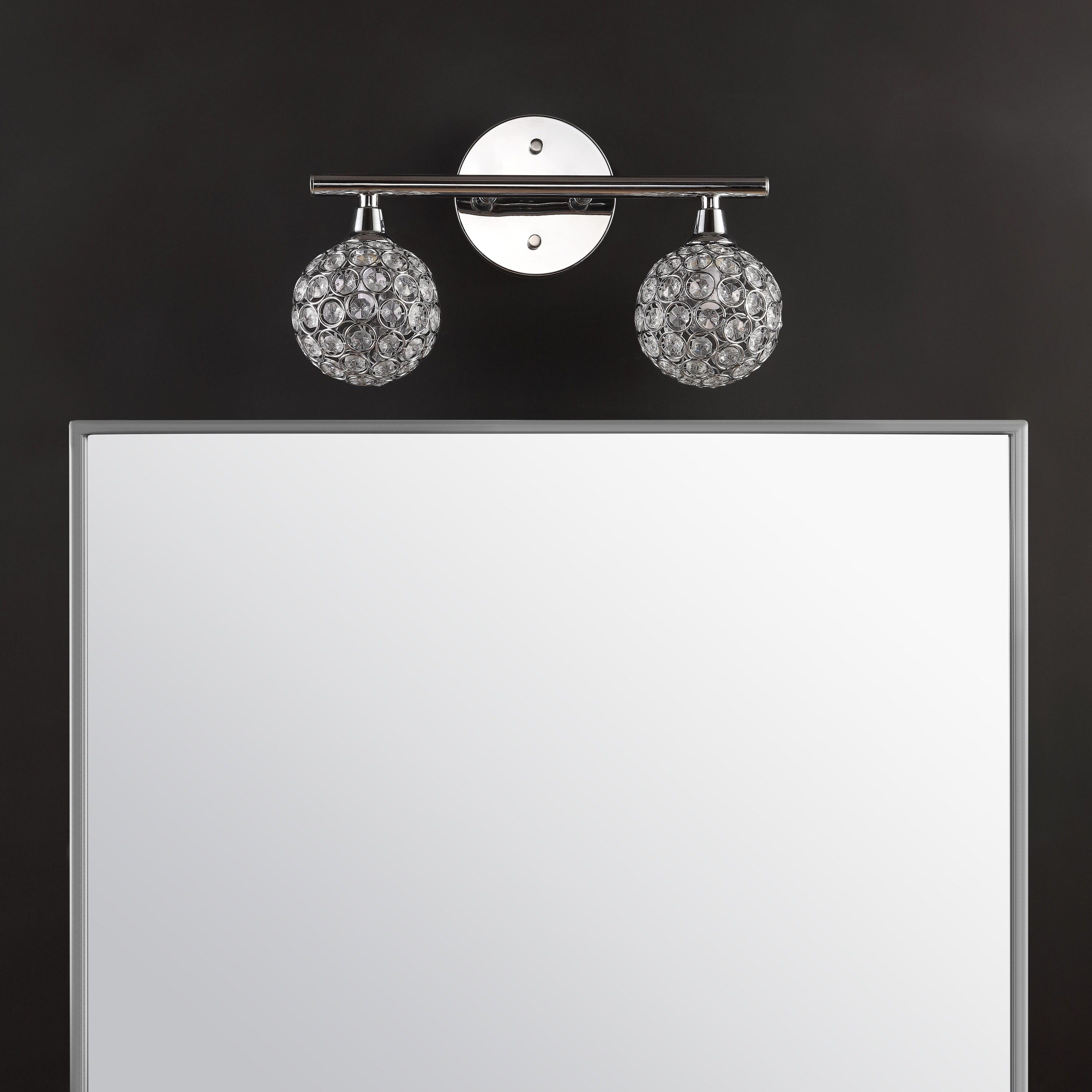 Maeve 13" 2-Light Iron/Glass Contemporary Glam LED Vanity Light, Chrome