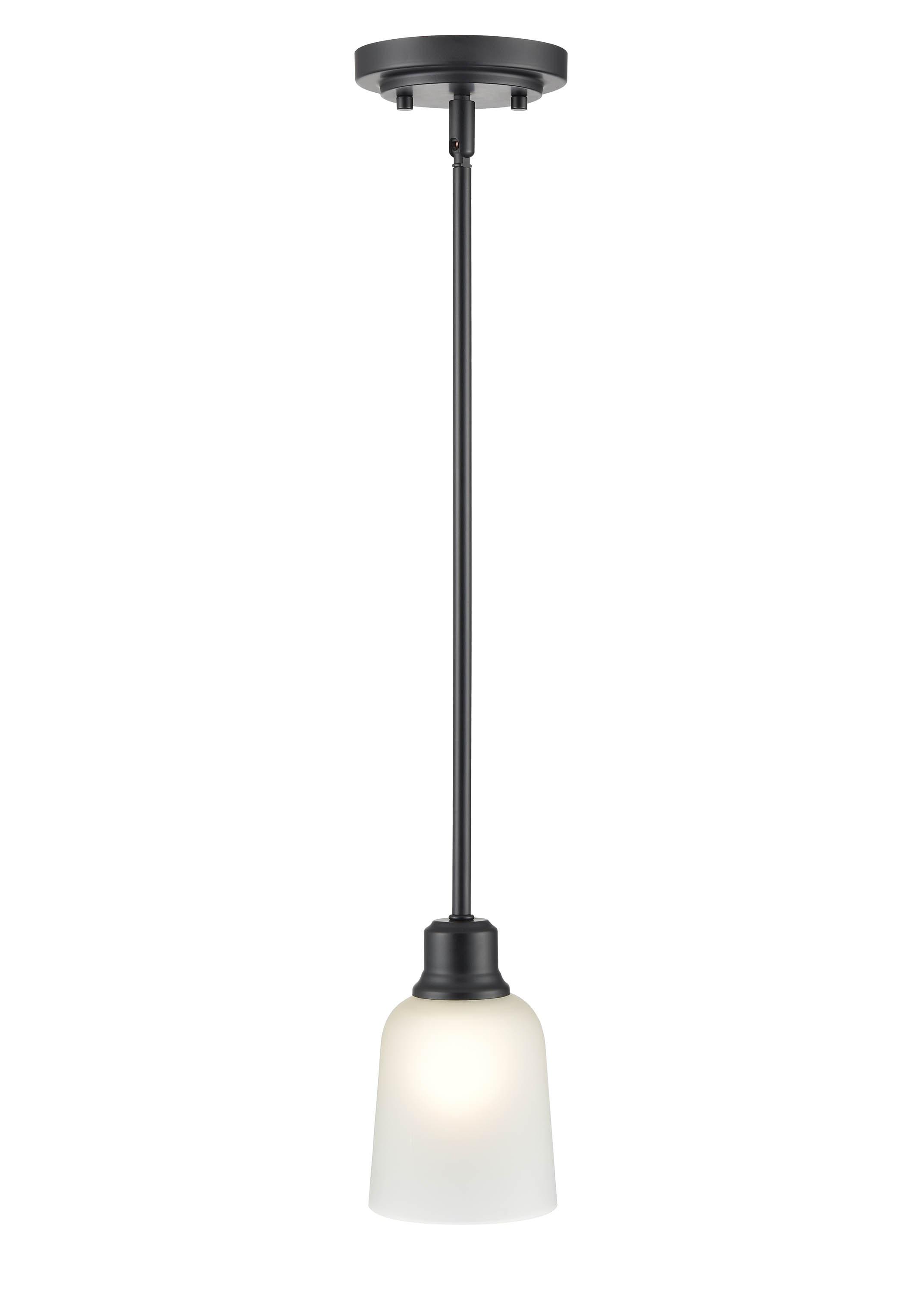 Millennium Lighting Amberle 1 Light Matte Black Pendant with White Glass
