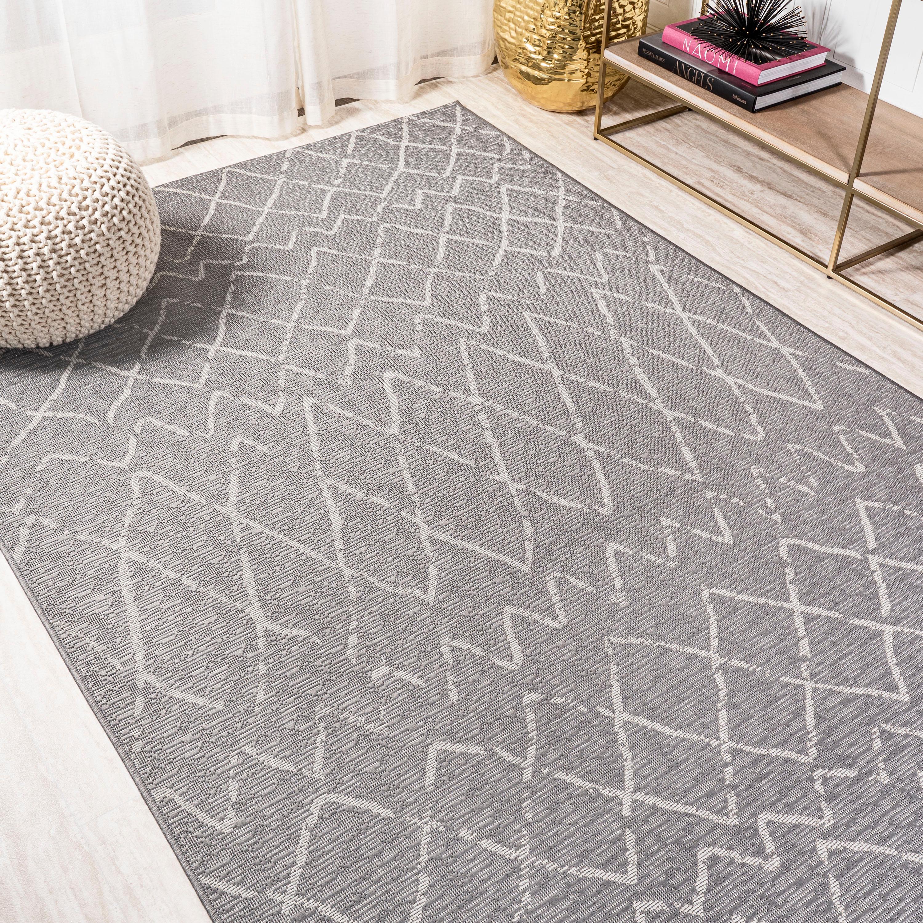 8'x10' Madaba Moroccan Trellis Indoor/Outdoor Area Rug, Gray/Cream - JONATHAN Y