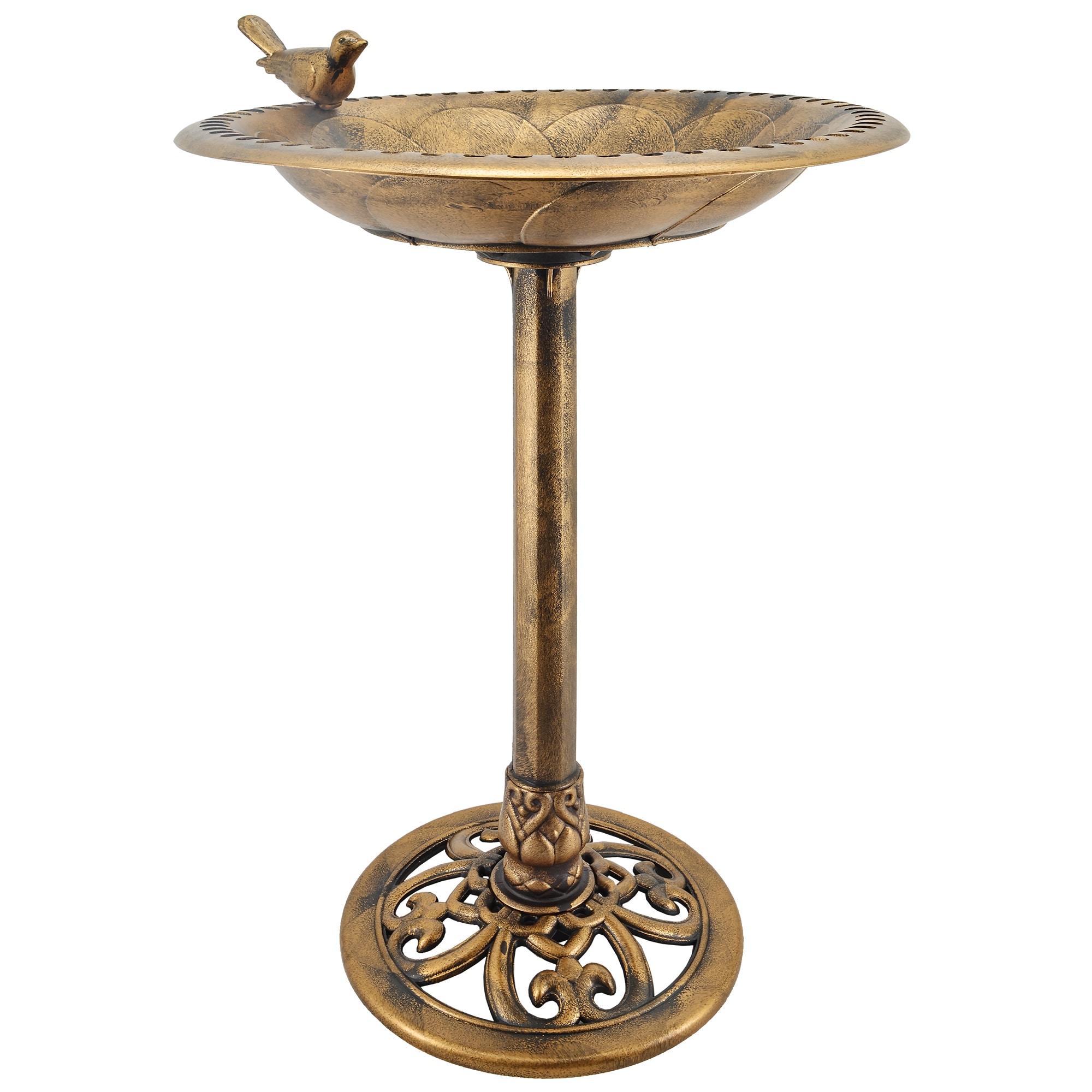 Bronze Polypropylene Decorative Birdbath with Bird Accent