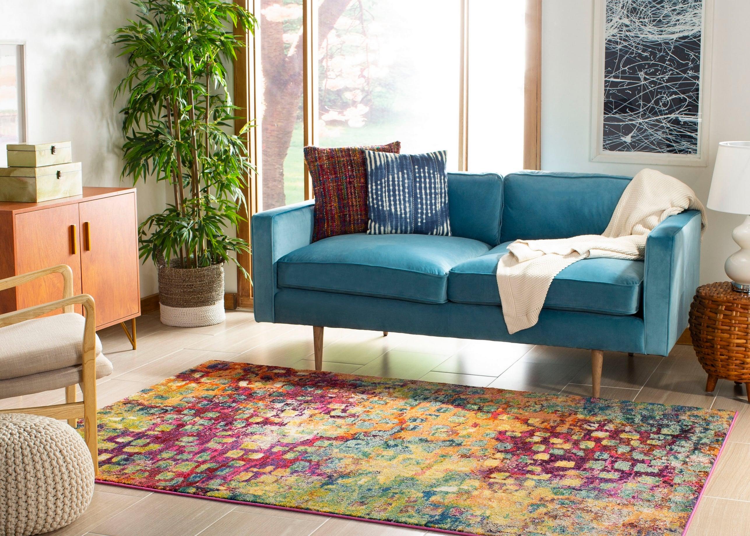 Monaco MNC225 Power Loomed Indoor Runner Rug - Pink/Multi - 2'2"x10' - Safavieh