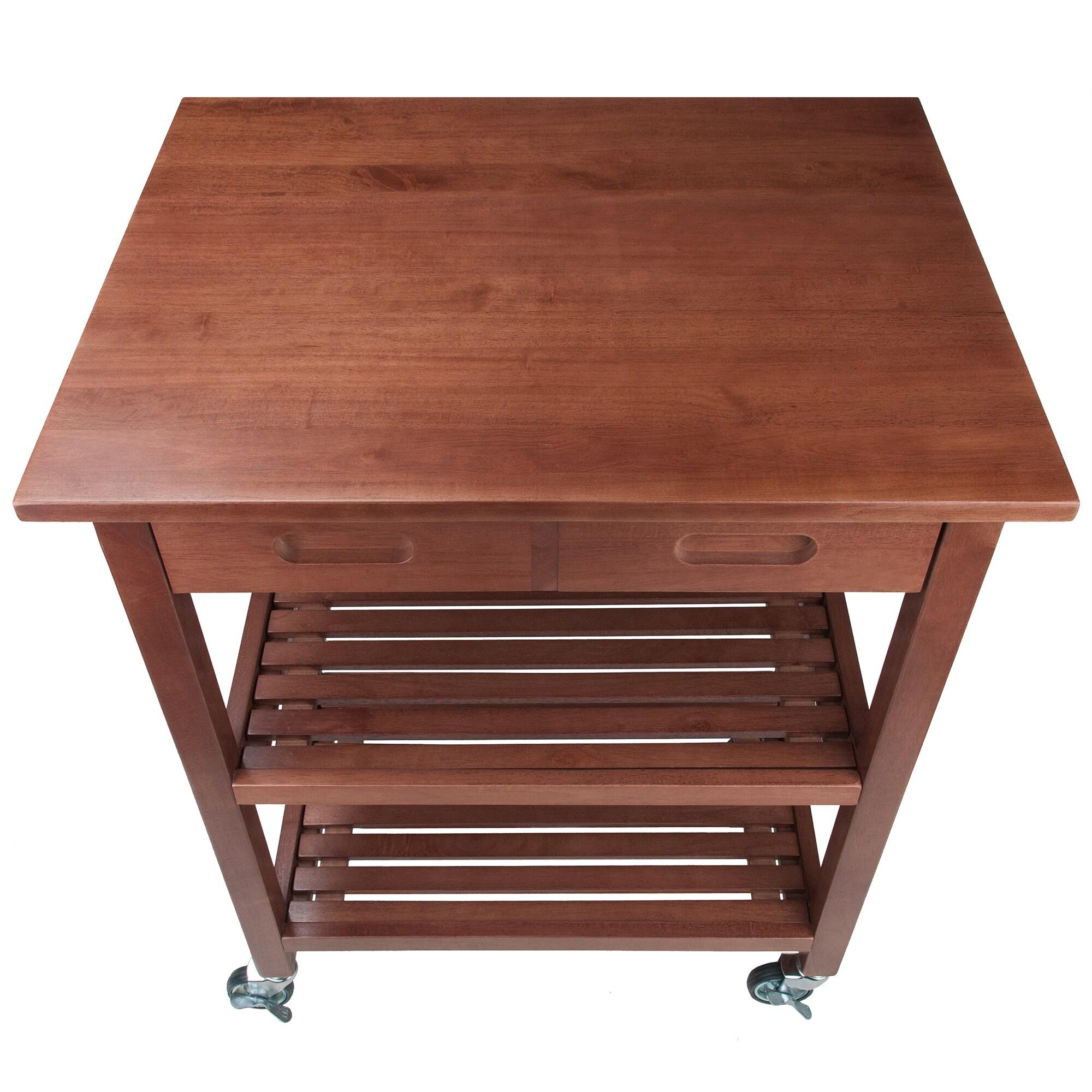 Jonathan Kitchen Cart Walnut - Winsome: Rolling Island with Storage, Wood Composite Surface