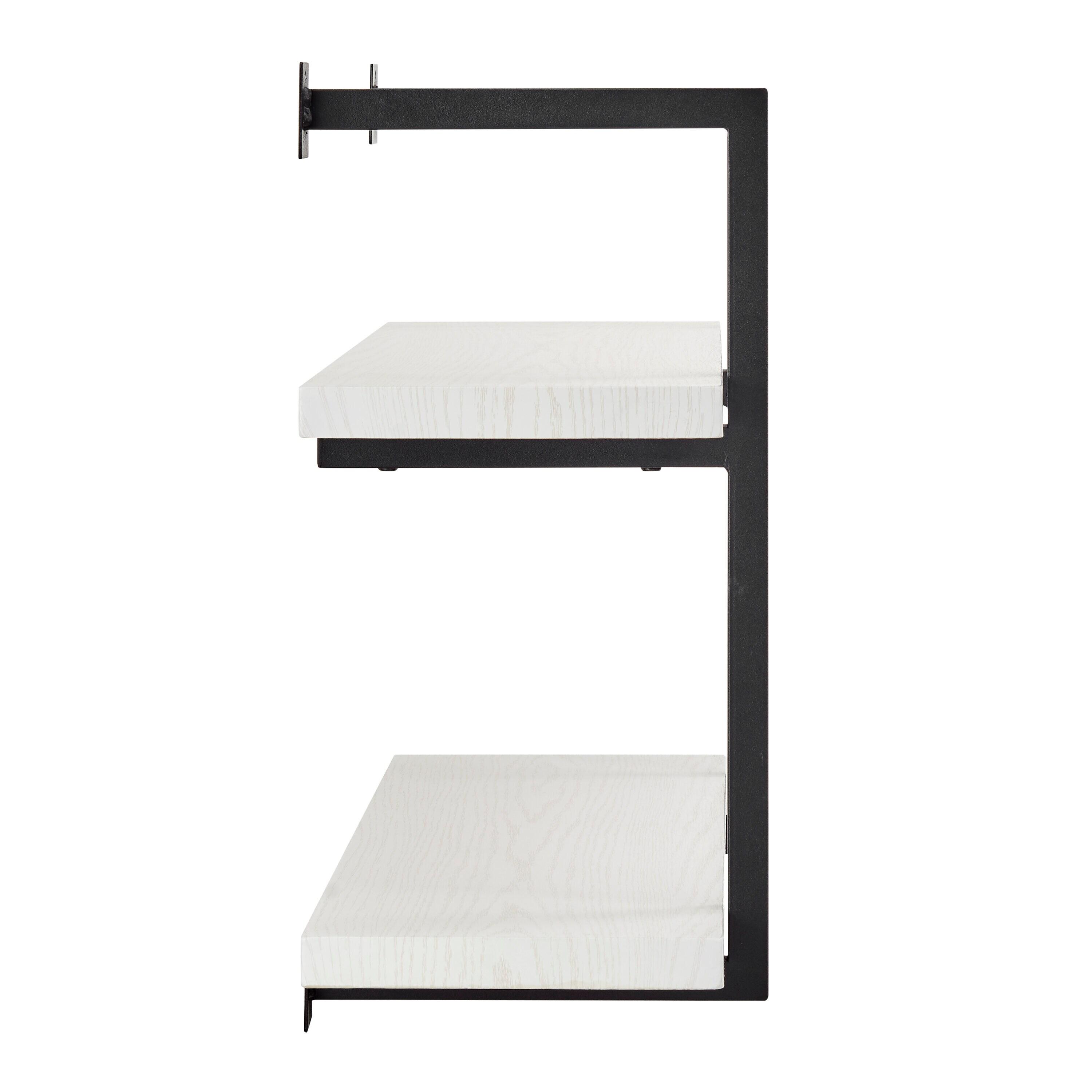 31.5" x 22.5" Modern 2 Tier Hanging Bracket Wall Shelve White Birch - Danya B.: Chic Storage, Metal MDF