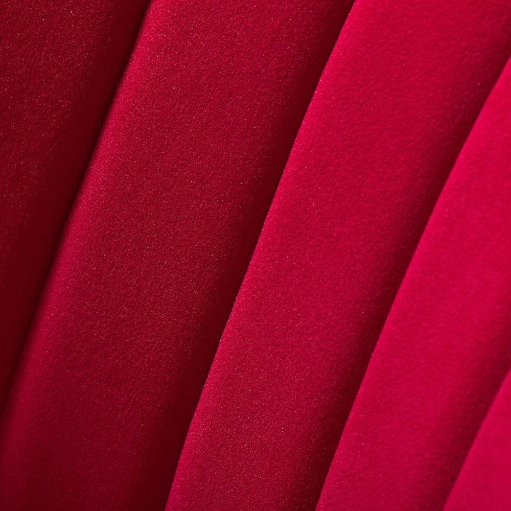 Velvet Upholstery Comfy Dining Chair Accent Channel Tufted Metal Legs Home Living Room Bedroom Kitchen Red