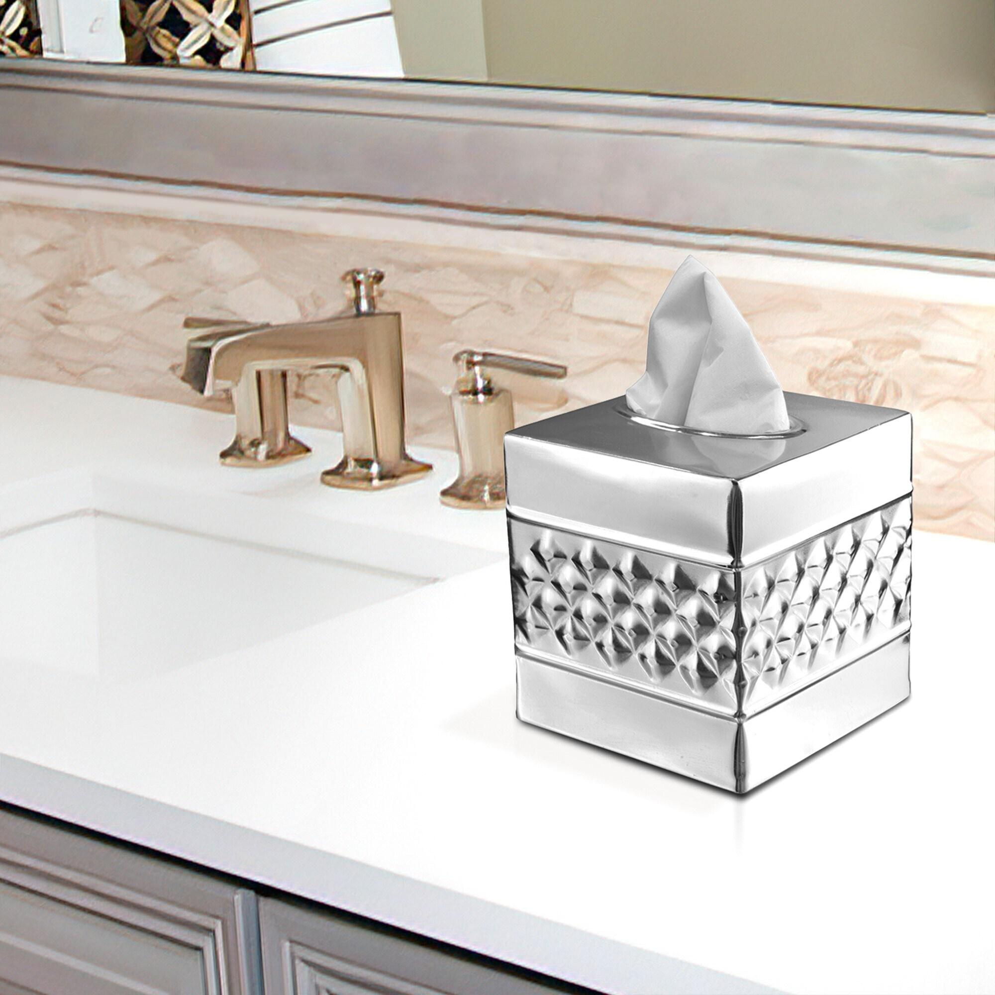 Monarch Abode Geometric Embossed Metal Tissue Box Cover