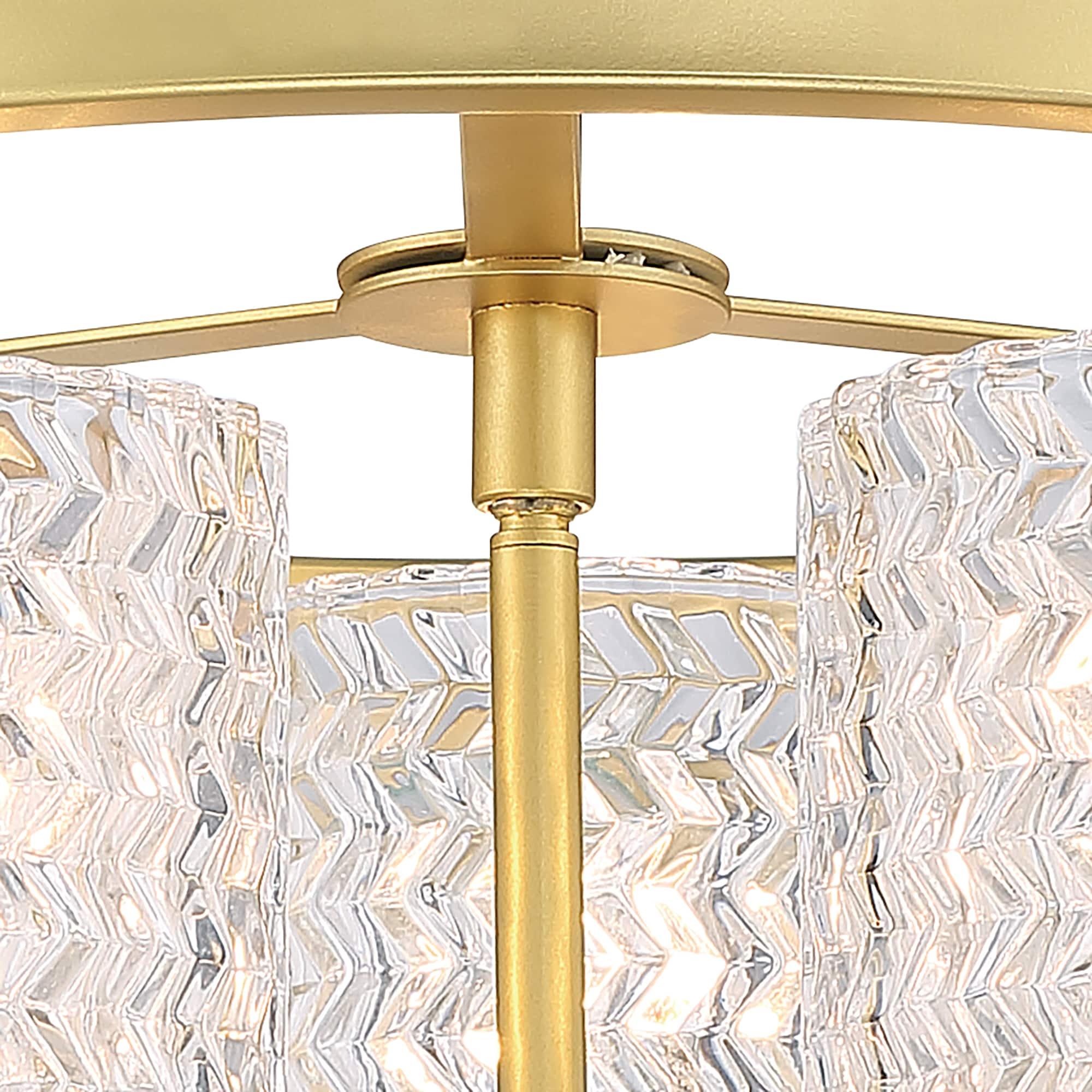 ACROMA Moulins 3-light Modern Farmhouse Semi-Flush Mount Ceiling Lights - 15'' Satin Brass
