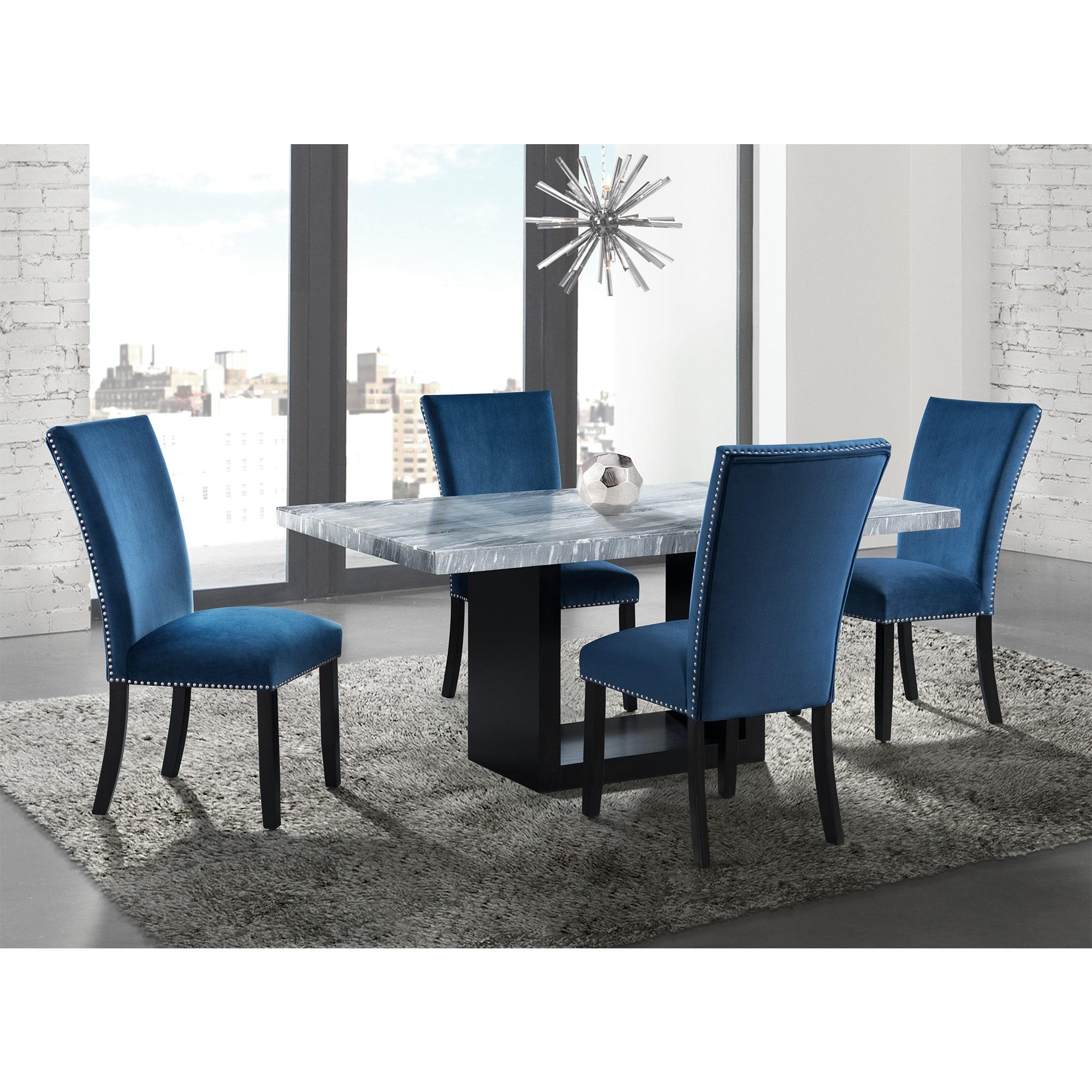 Picket House Furnishings Willow Marble Standard Height Table in Gray