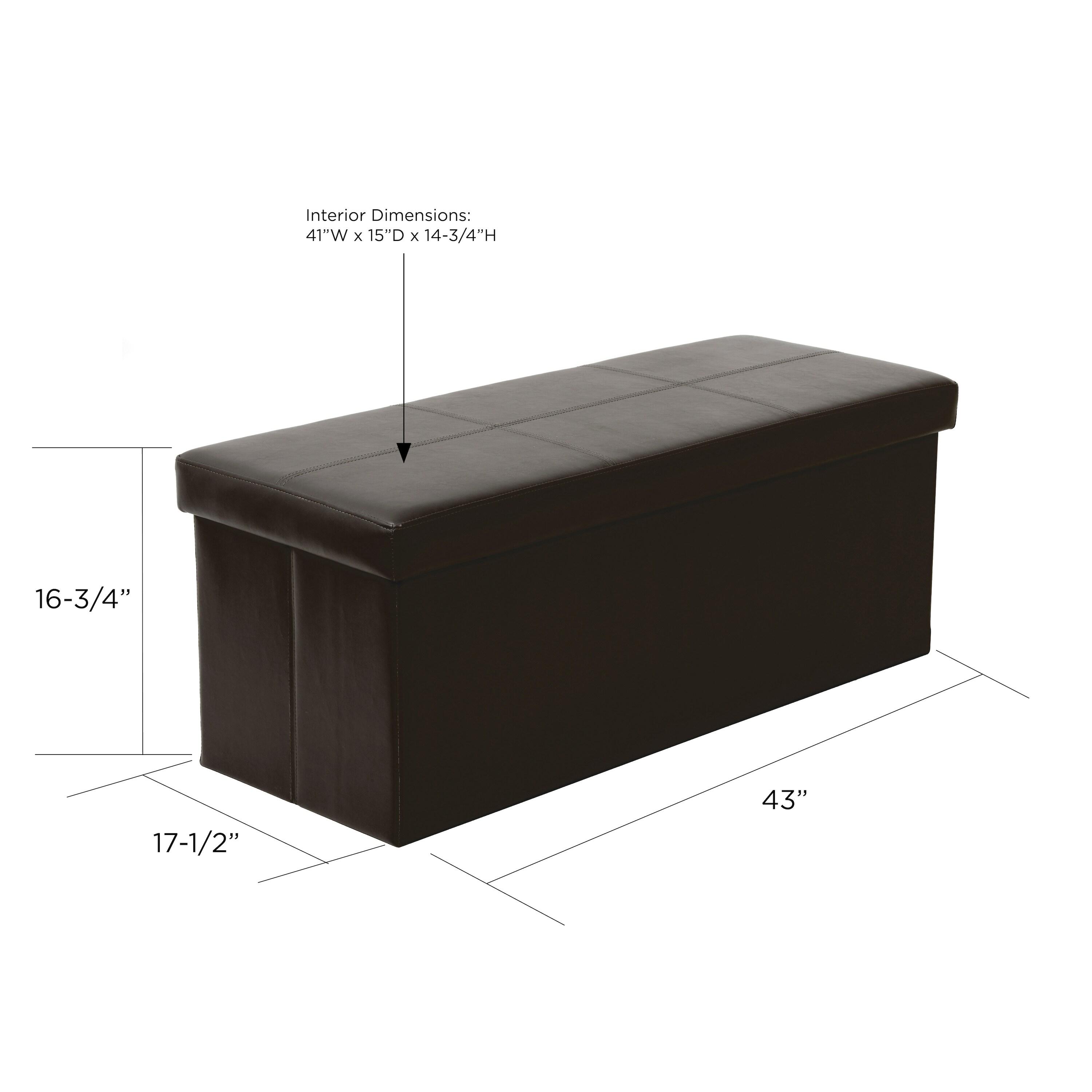 Dark Brown Tufted Faux Leather Foldable Storage Bench