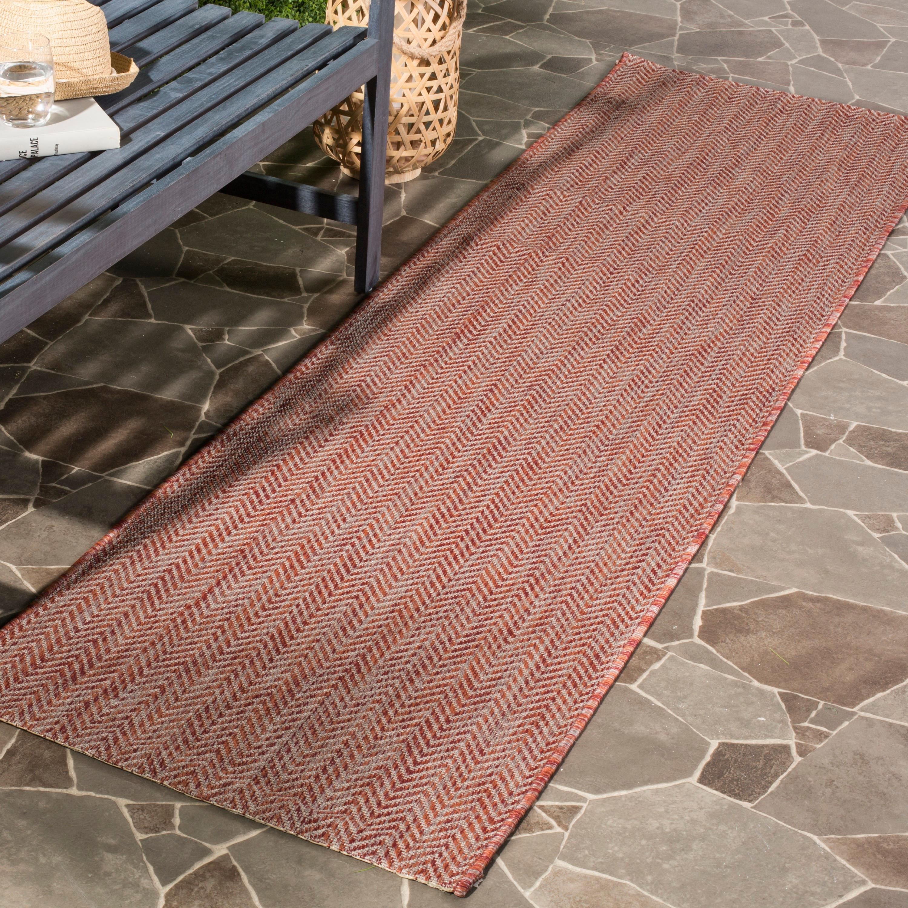 Courtyard CY8022 Power Loomed Indoor and Outdoor Runner Rug - Red/Beige - 2'3"x6'7" - Safavieh