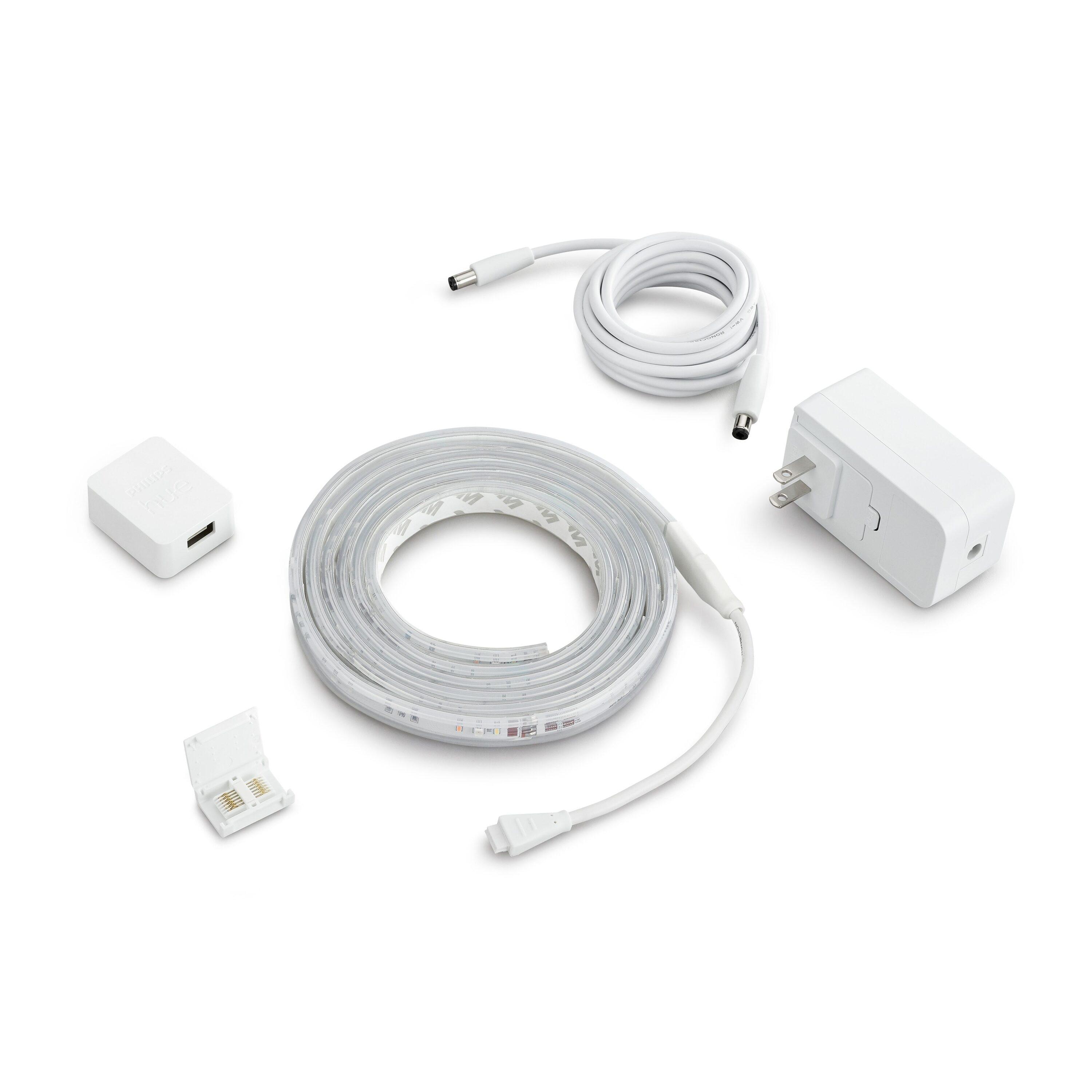 Philips Hue White and Color Ambiance Bluetooth Enabled Lightstrip Base Kit: LED, Indoor, Multicolored, Electric, 80" Length