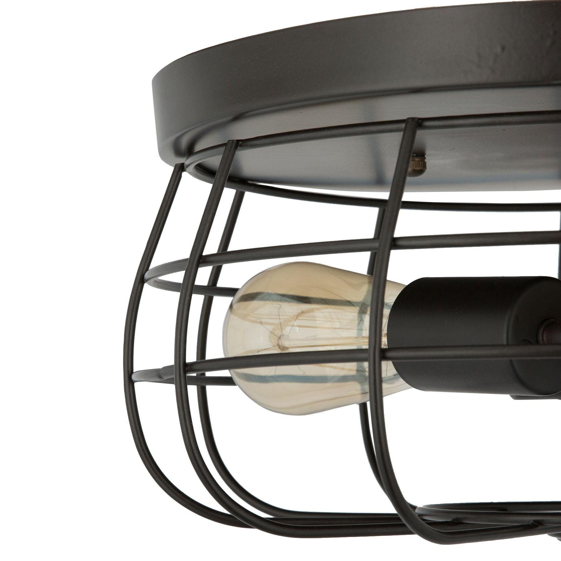 VONLUCE Flush Mount Ceiling Lights, 2-Light Hallway Ceiling Lighting Fixtures, 11 inch Farmhouse Metal Cage Ceiling Lights for Entryway Kitchen, Adjustable Lamp Holders, ETL, 2 pcs, Oil-Rubbed Bronze