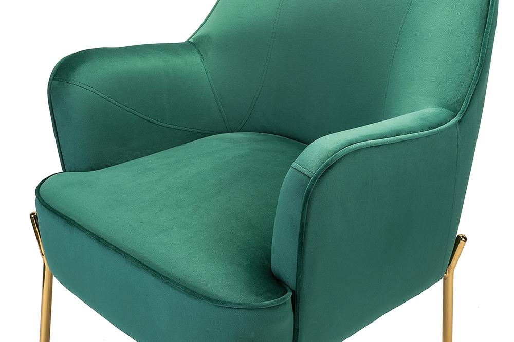 14 Karat Home Silla Decorativa de Terciopelo con Patas de Metal Dorado con Respaldo Acolchado para el Dormitorio de la Sala de Estar, Green