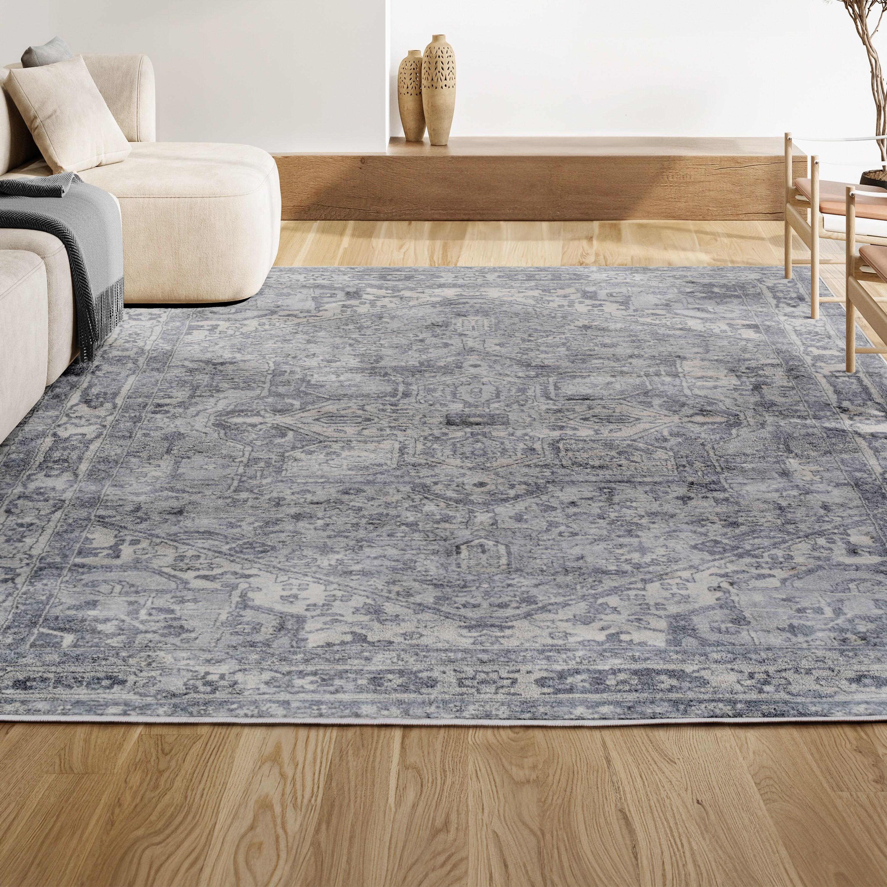 3' X 5' Modern Persian Vintage Medallion Area Rug, Light Gray/Ivory - JONATHAN Y