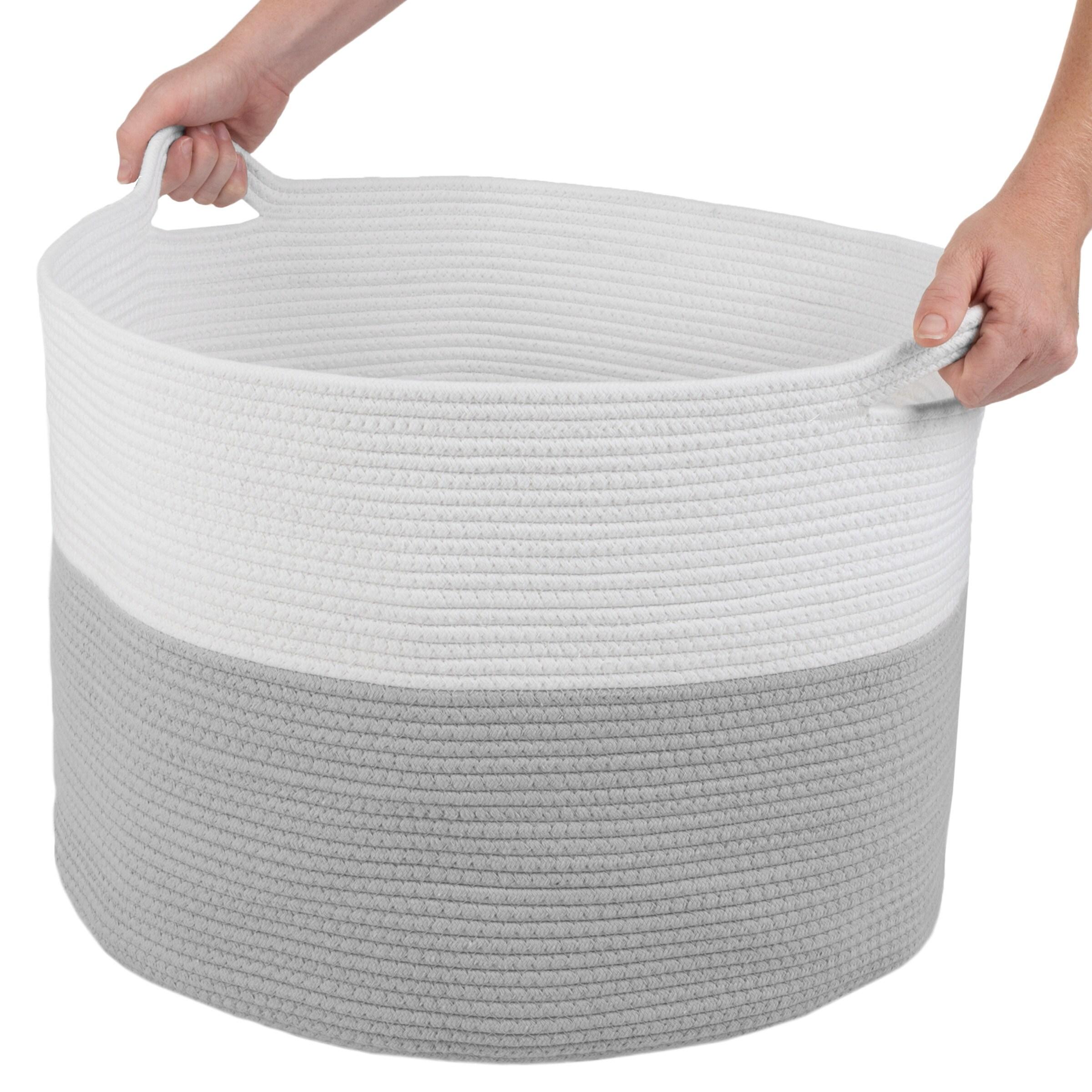 Home-Complete Extra-Large Woven Rope Basket, Gray