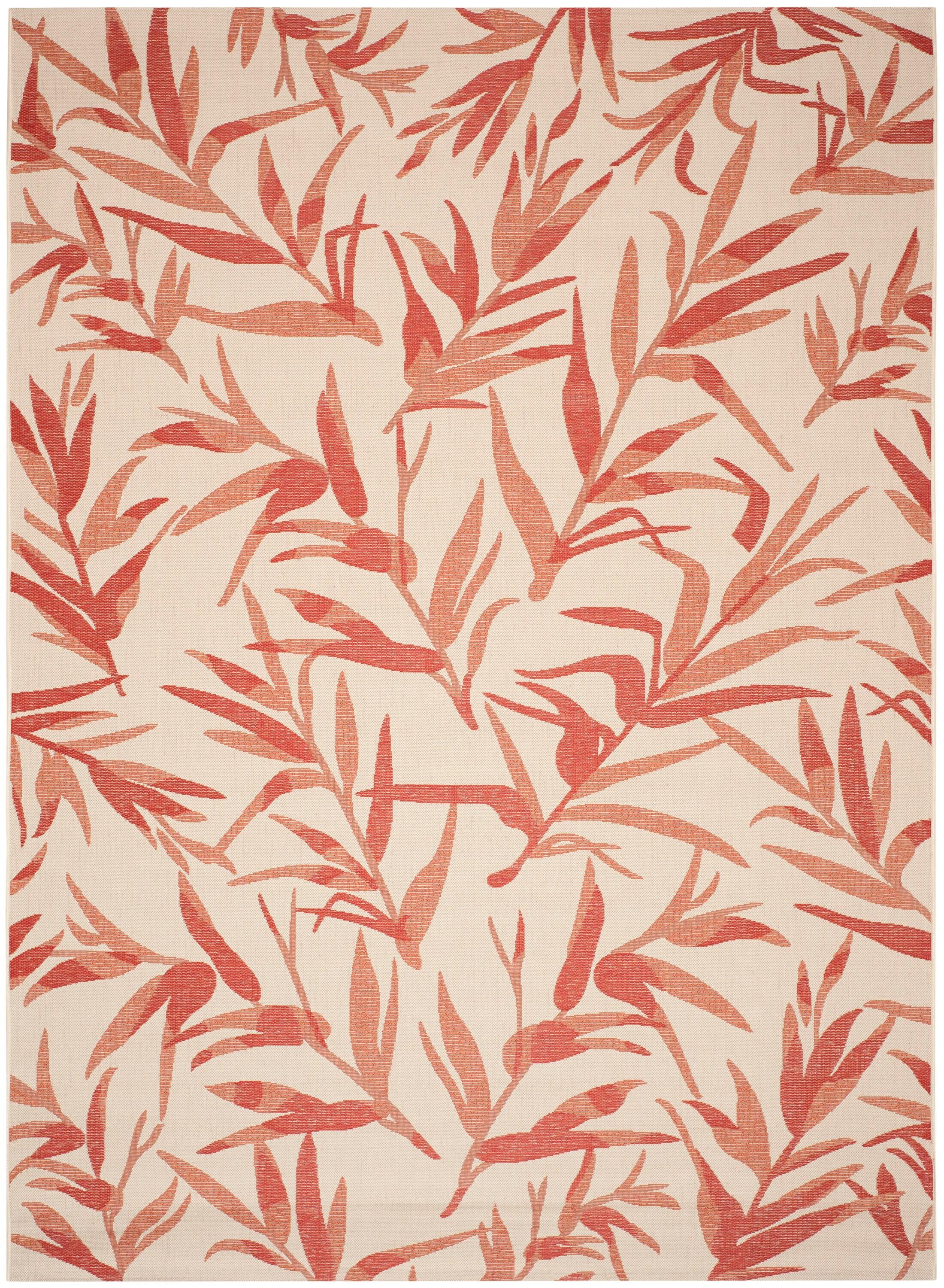 SAFAVIEH Courtyard Alannis Botanical Indoor/Outdoor Area Rug, Beige/Terracotta, 9' x 12'