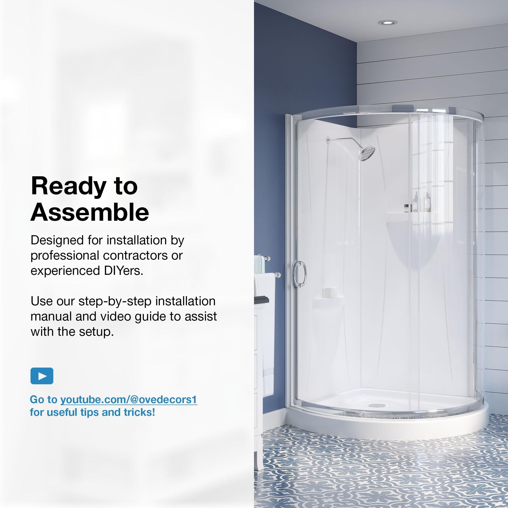 OVE Decors Breeze 33 in. Framed Round Shower Kit w/ Clear Glass, Base, Wall