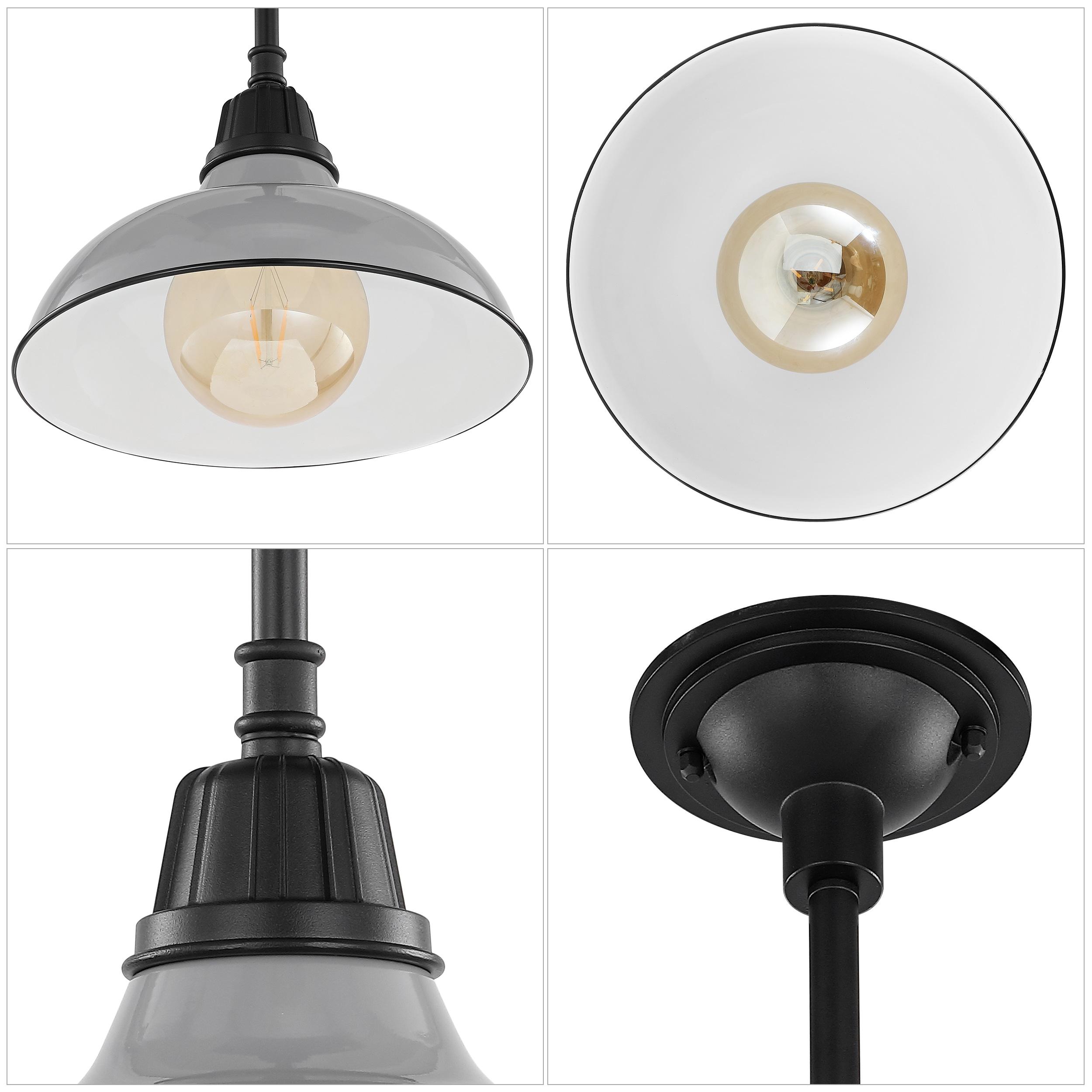 Jasper 12.25" 1-Light Farmhouse Industrial Indoor/Outdoor Iron LED Pendant, Gray