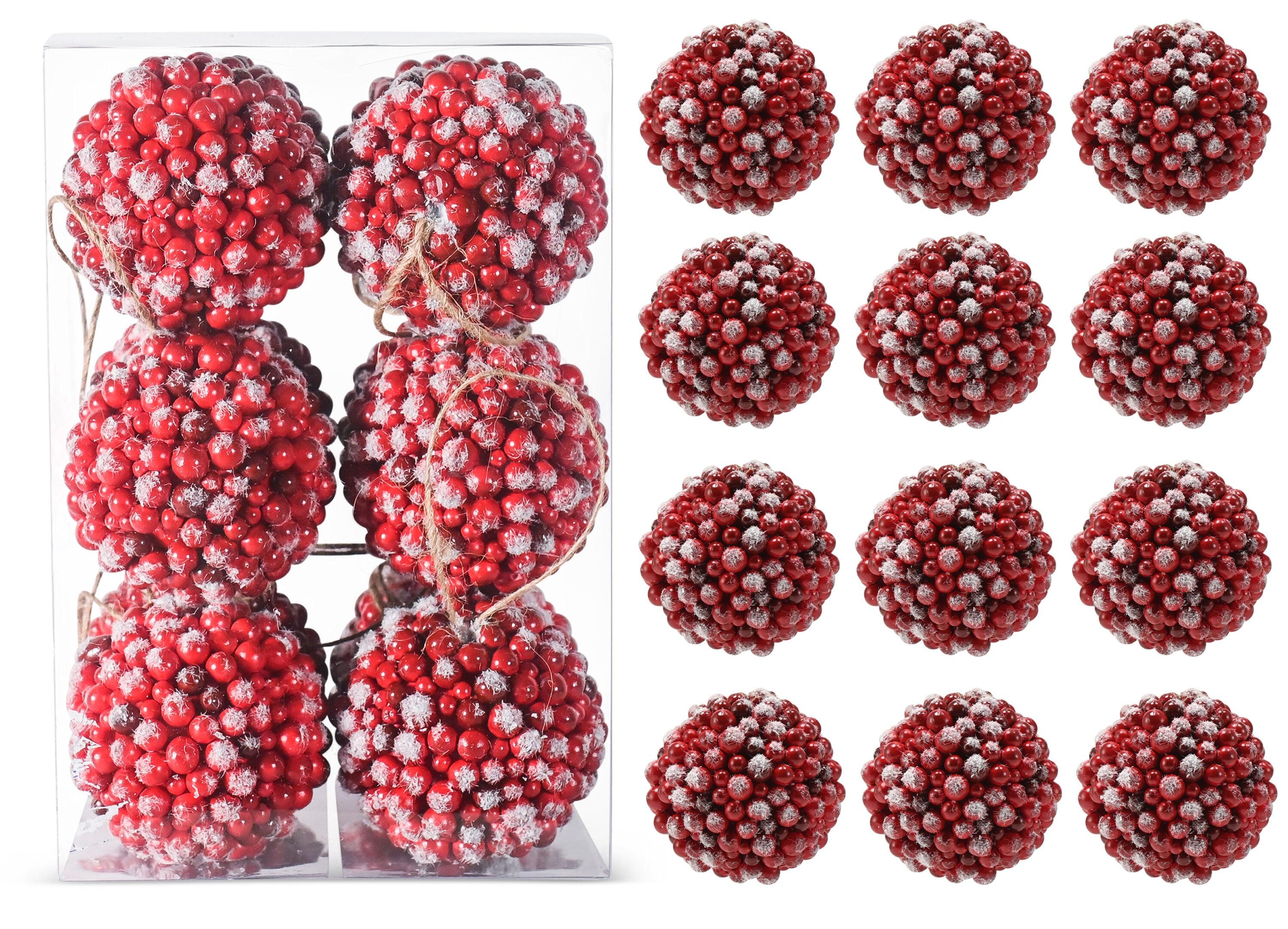 Ornativity Frosted Red Berries Ornaments - 12 Pack