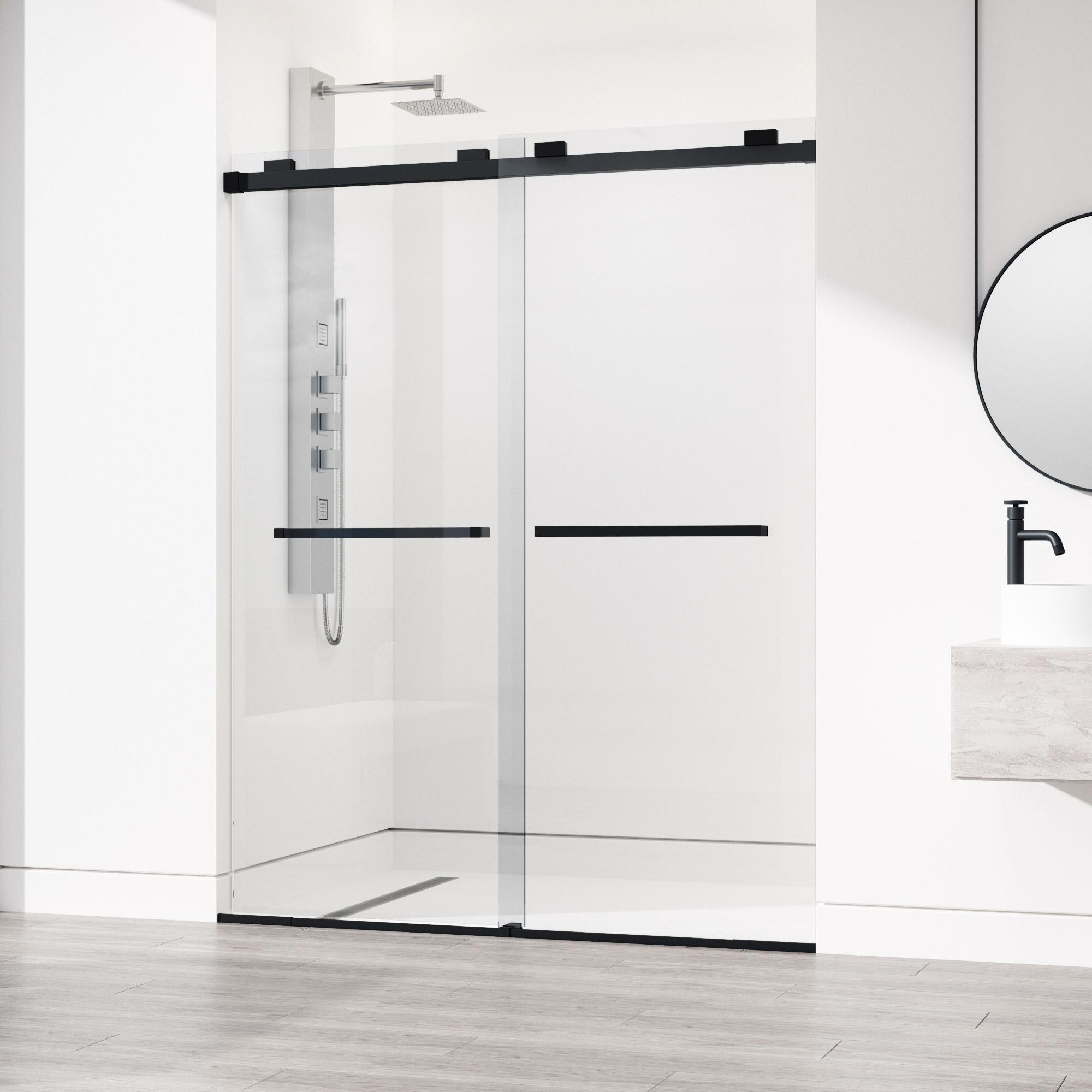 Houston 56-60" W x 76" H Sliding Frameless Shower Door with 3/8" Clear Glass