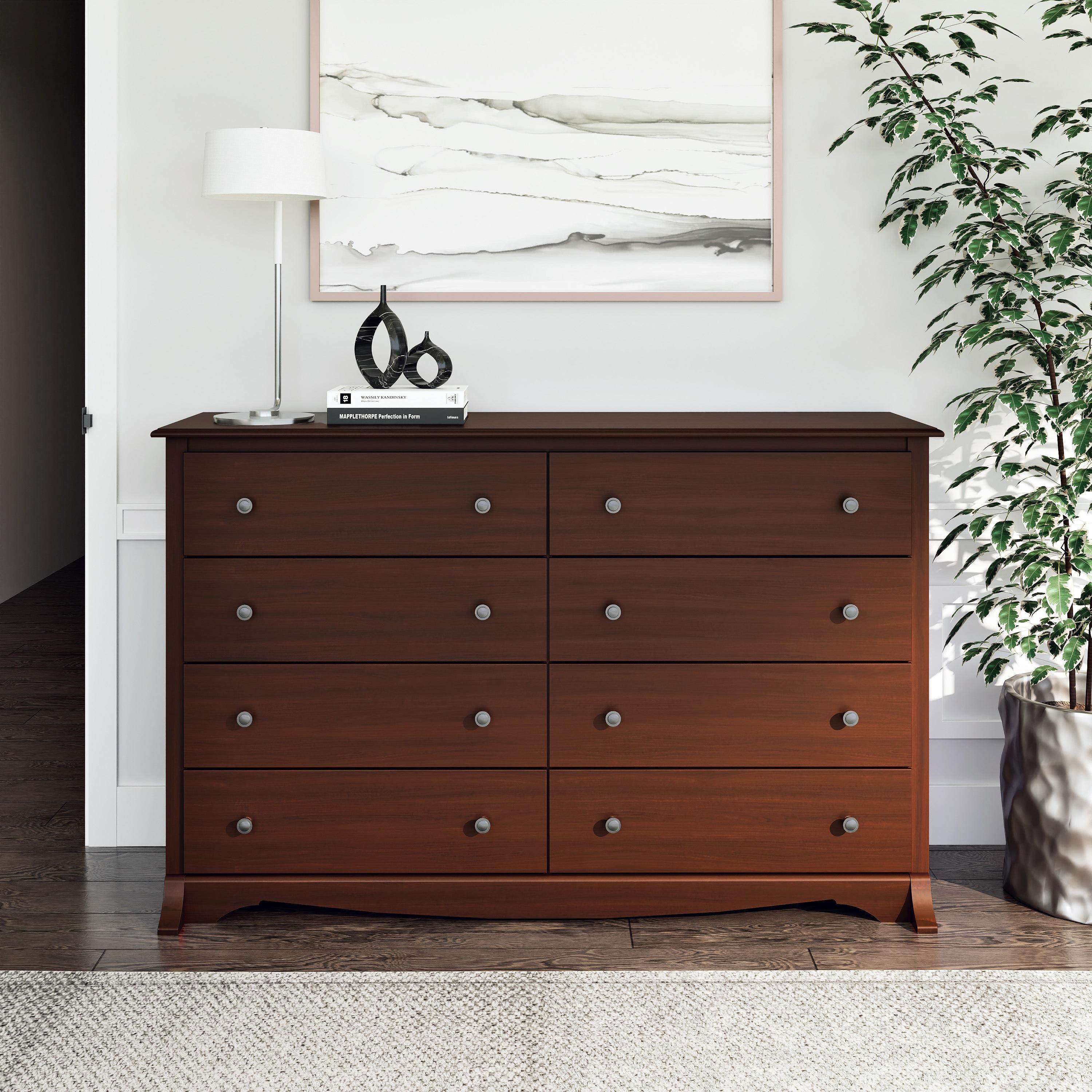 Sonoma 8 Drawer Dresser Cherry - Prepac: Laminated Composite Wood, Metal Glides