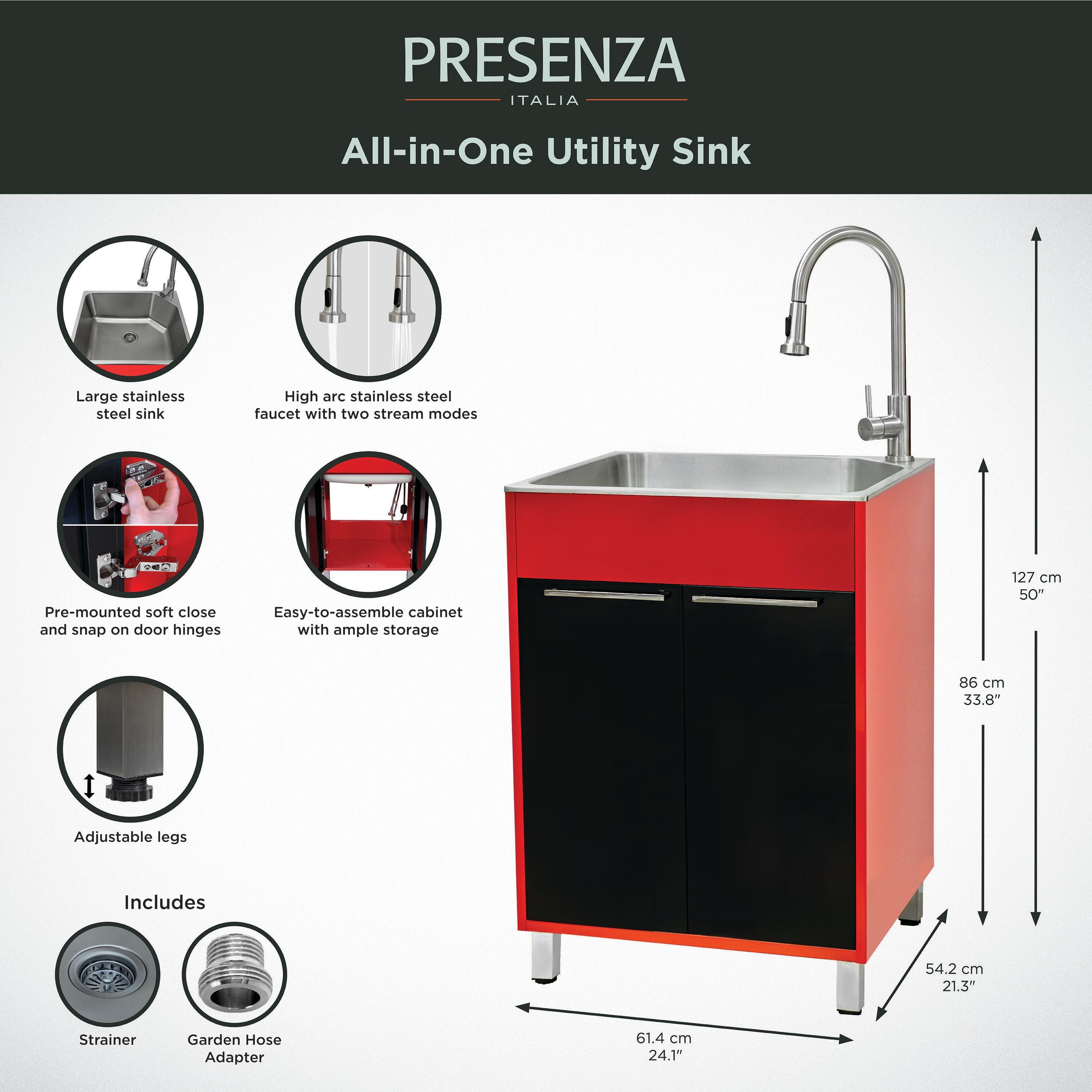 All-In-One 24.1" L x 21.3" W Free Standing Laundry Sink with Faucet