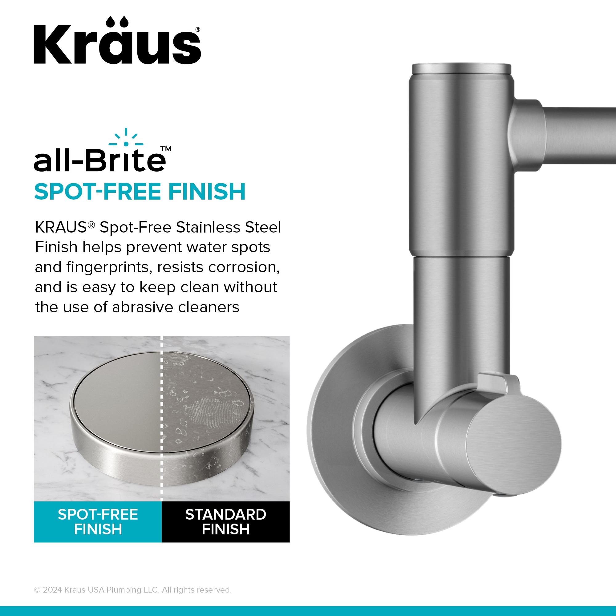 KRAUS Bolden 2 Handle Pot Filler Faucet With Retractable Arm, Wall Mount Kitchen Faucet, Pot Filler For Over Stove