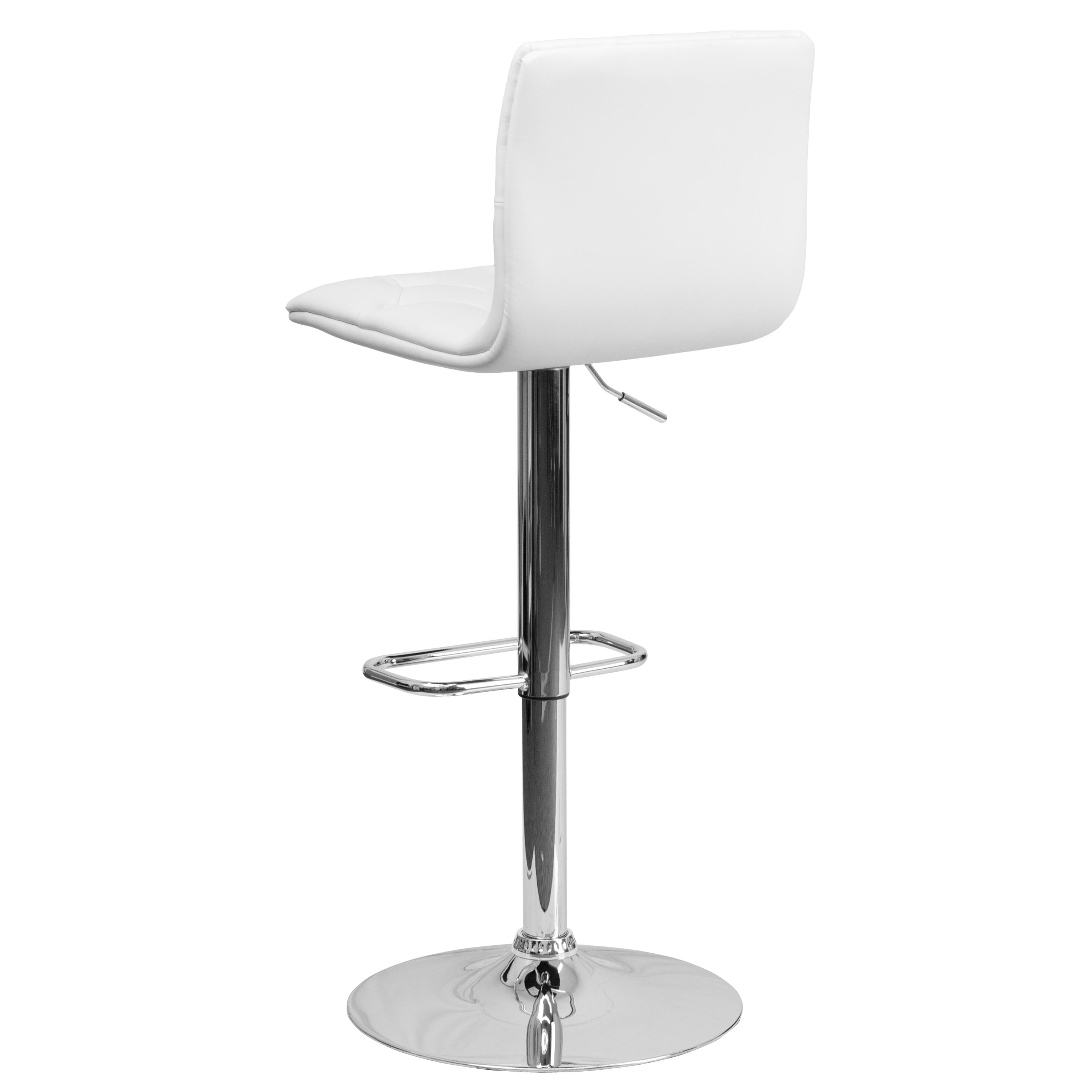 Flash Furniture Sammie Contemporary Button Tufted White Vinyl Adjustable Height Barstool with Chrome Base