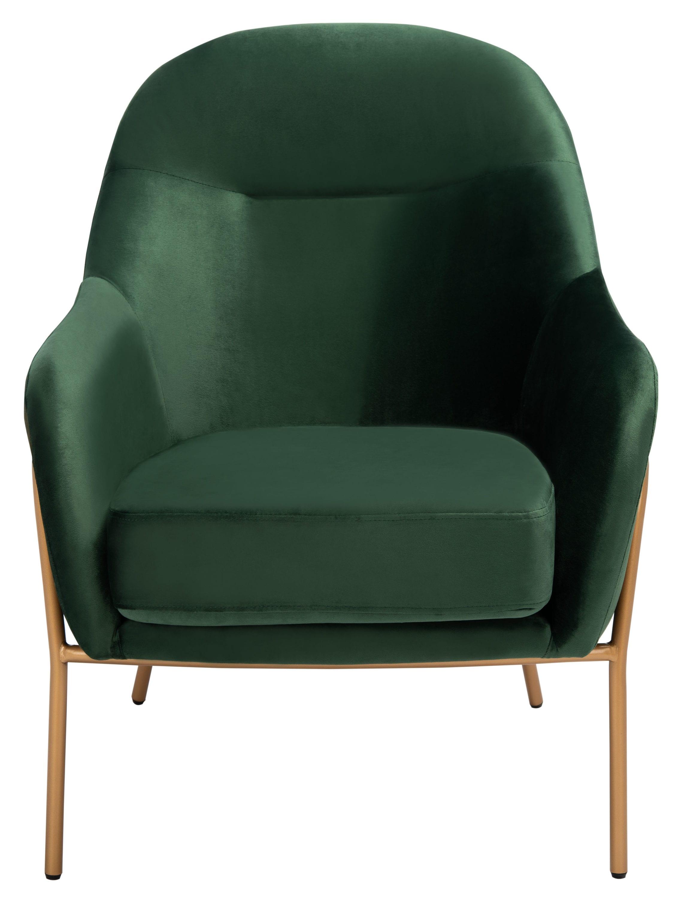 Eleazer Velvet Accent Chair - Malachite Green/Gold - Safavieh