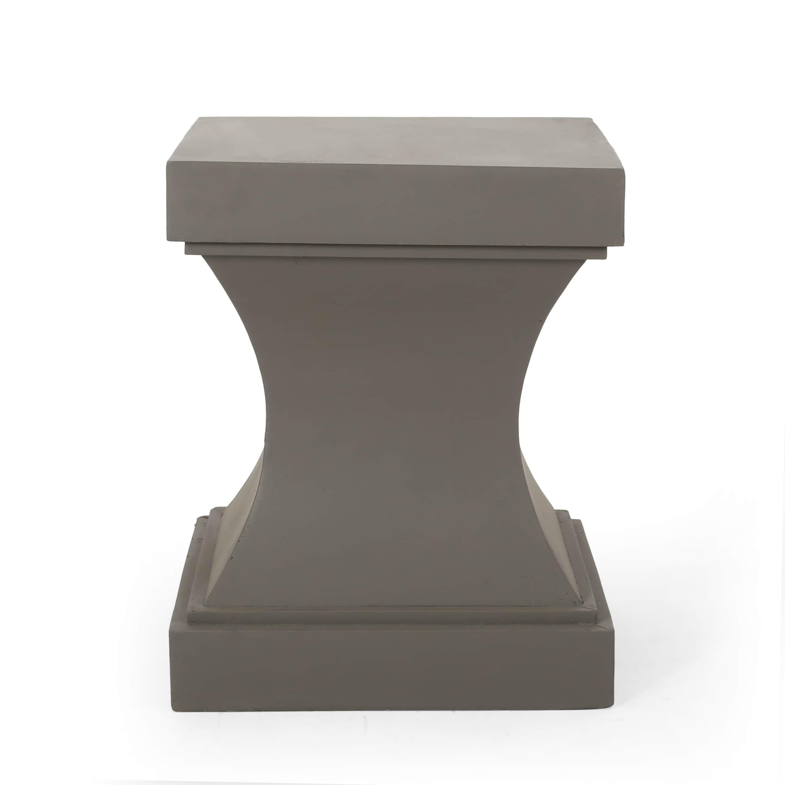 GDF Studio Atrass Outdoor Modern Lightweight Concrete Side Table, Light Gray
