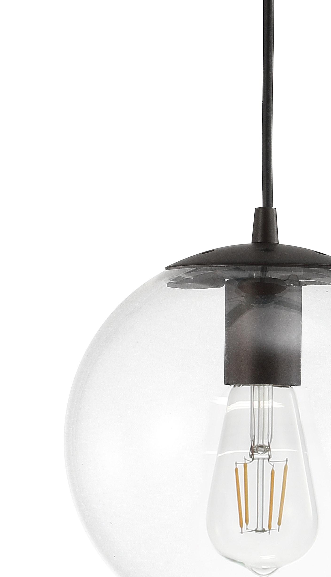 Bleecker 7.75" Metal/Glass Globe LED Pendant, Clear/Oil Rubbed Bronze